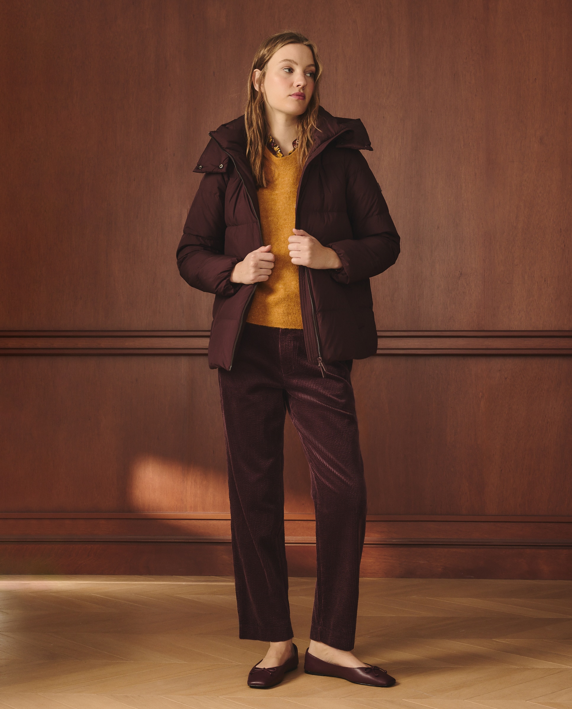 Blusão Acolchoado Liso Curto Bordeaux-2