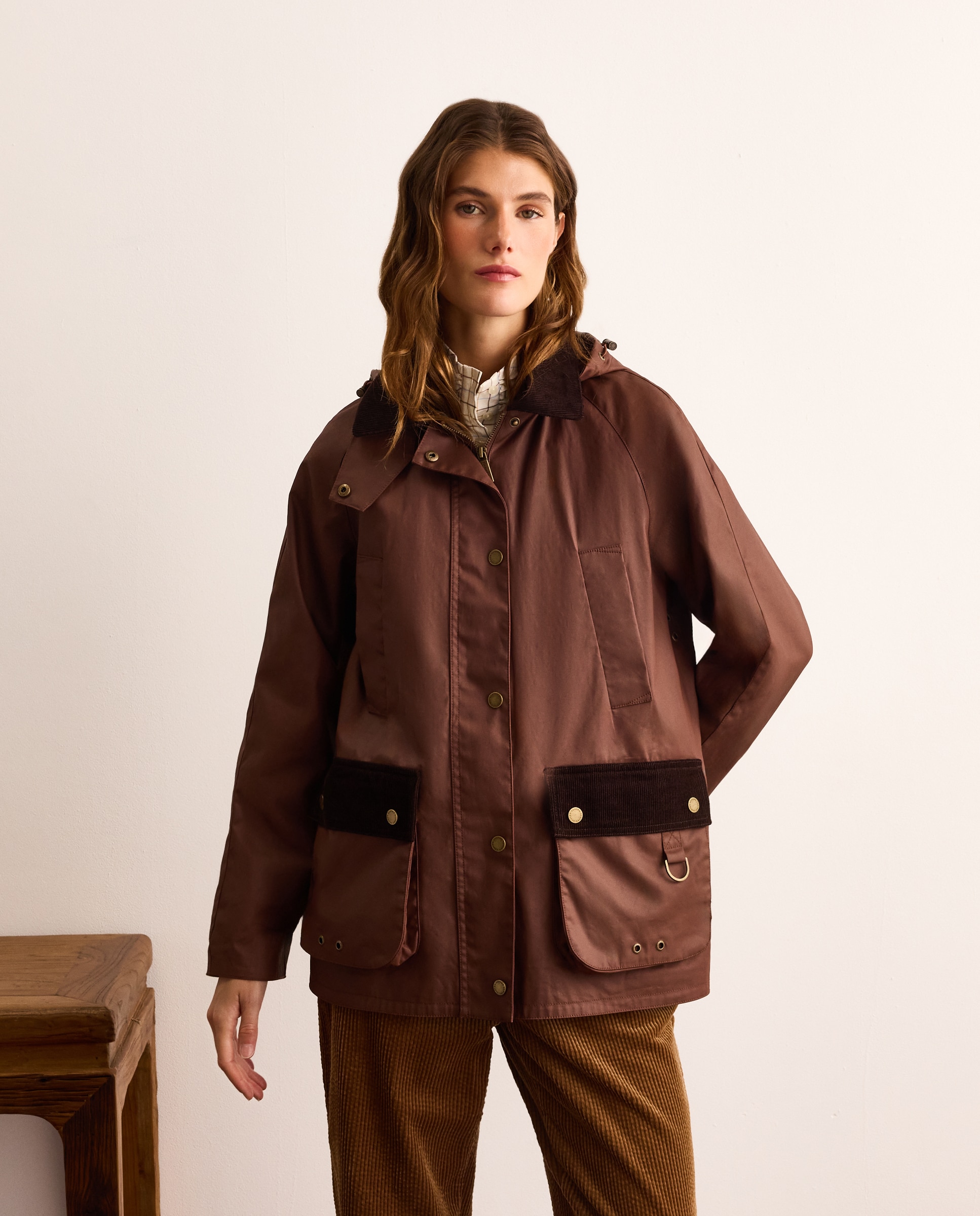 Acolchado de mujer corto estampado con capucha - Lloyd's - 770 Terracota 770 Terracota-1