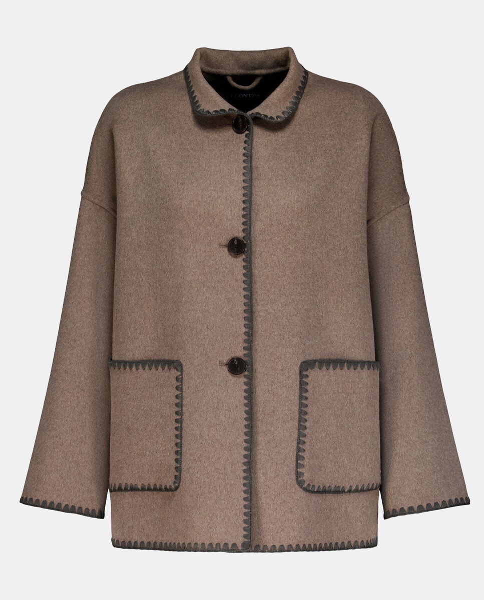 Casacão de Lã Liso Vison Claro-4