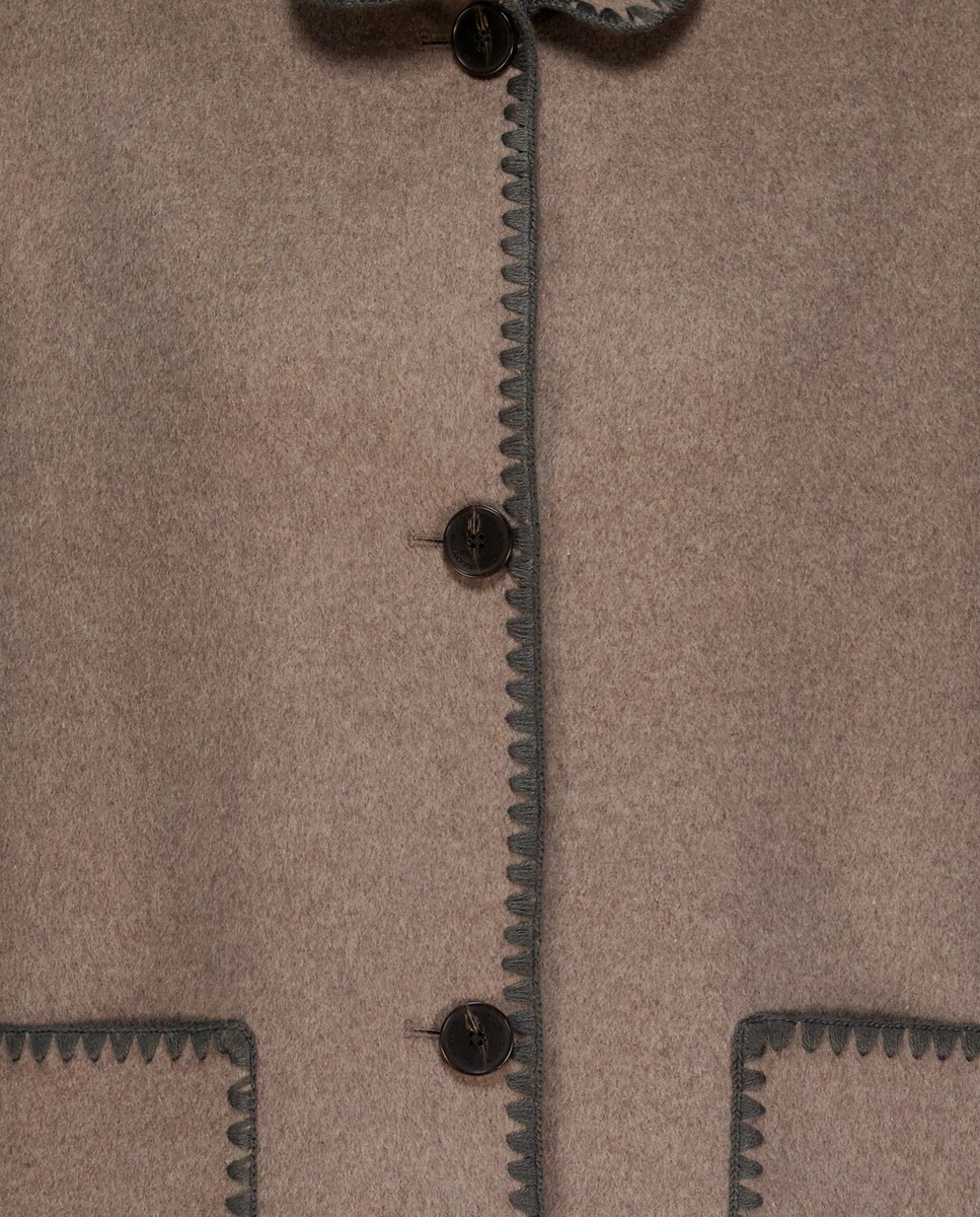 Casacão de Lã Liso Vison Claro-5