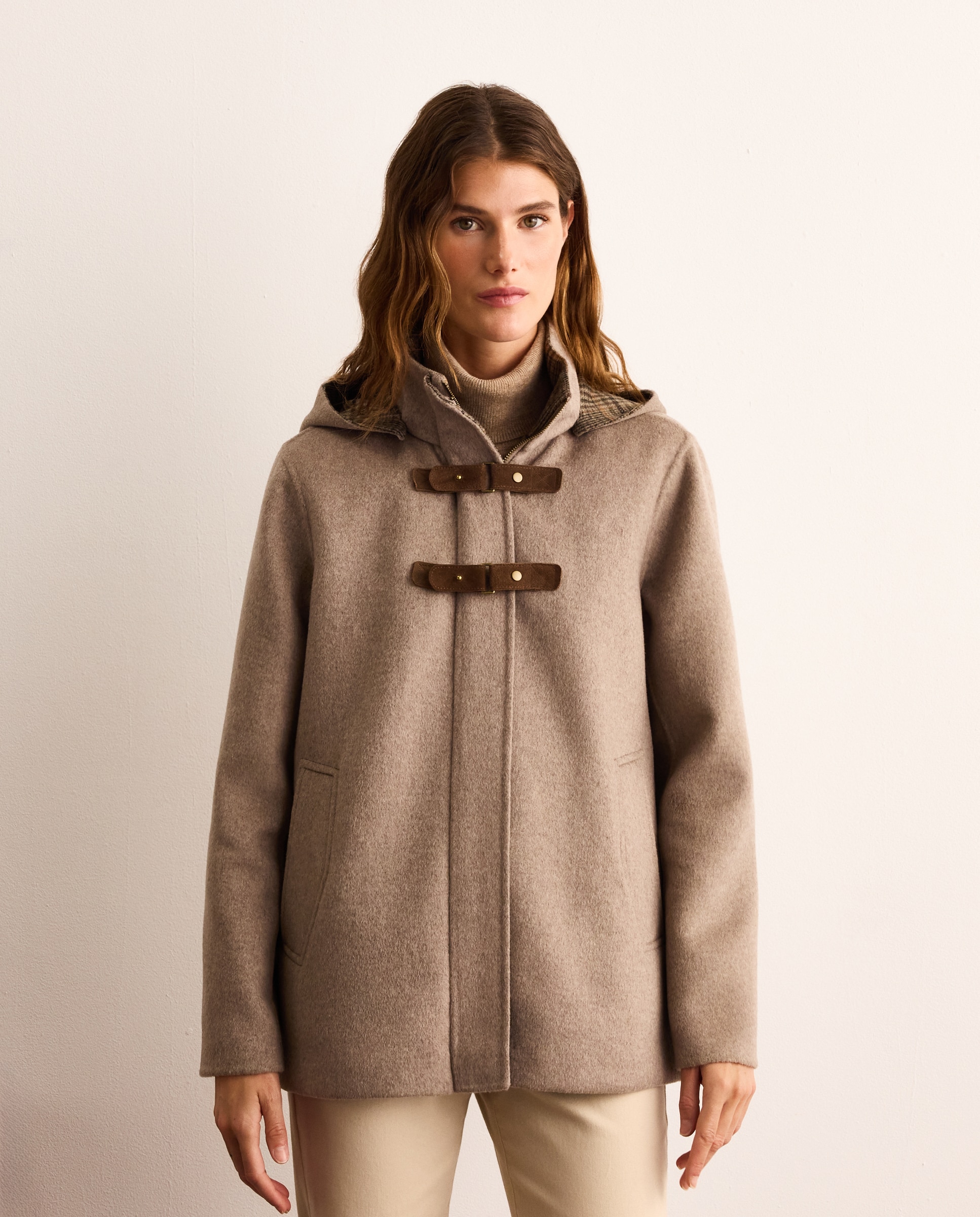 Chaquetón doble faz de mujer con capucha - Lloyd's - Visón claro Visón claro-2