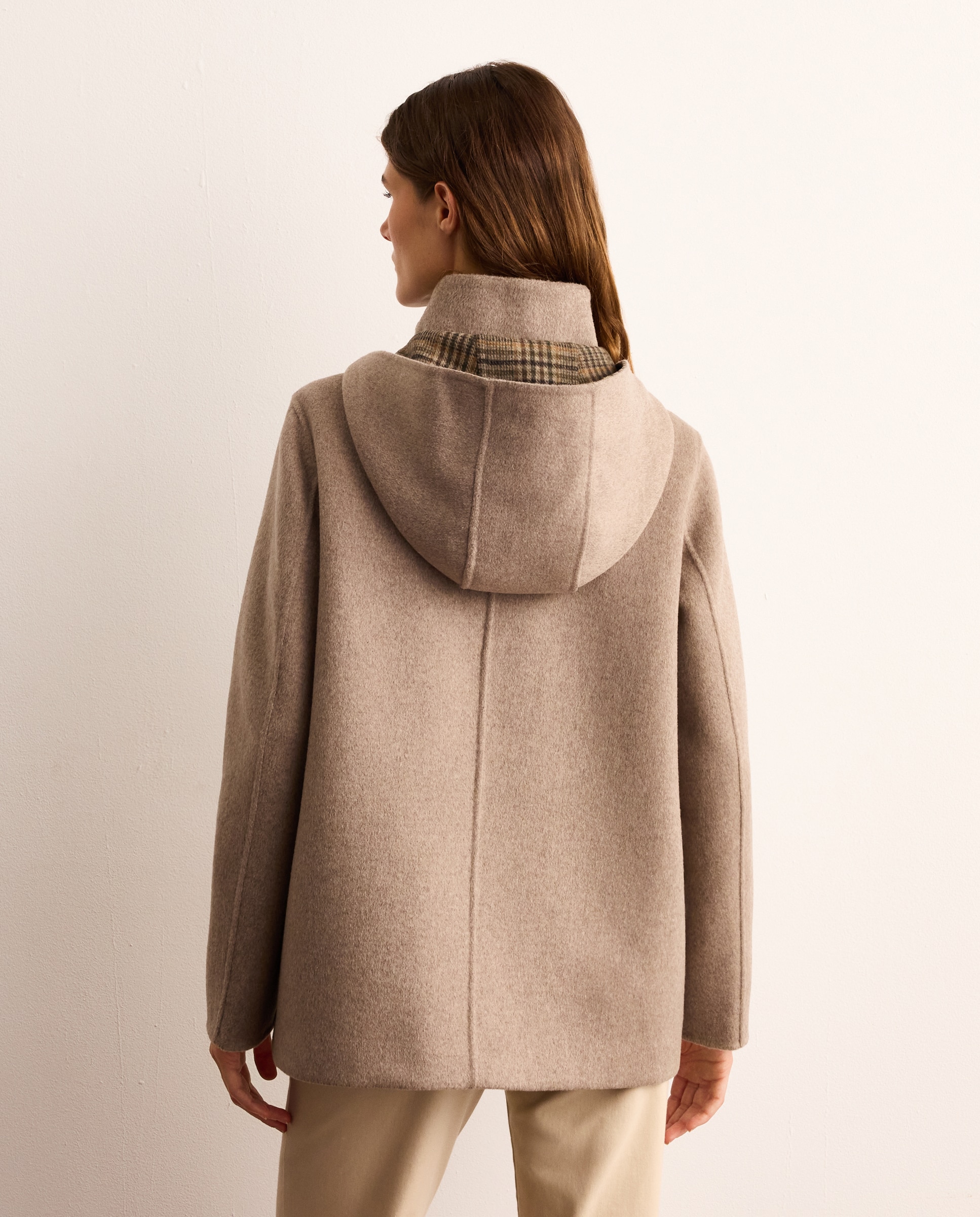 Chaquetón doble faz de mujer con capucha - Lloyd's - Visón claro Visón claro-4