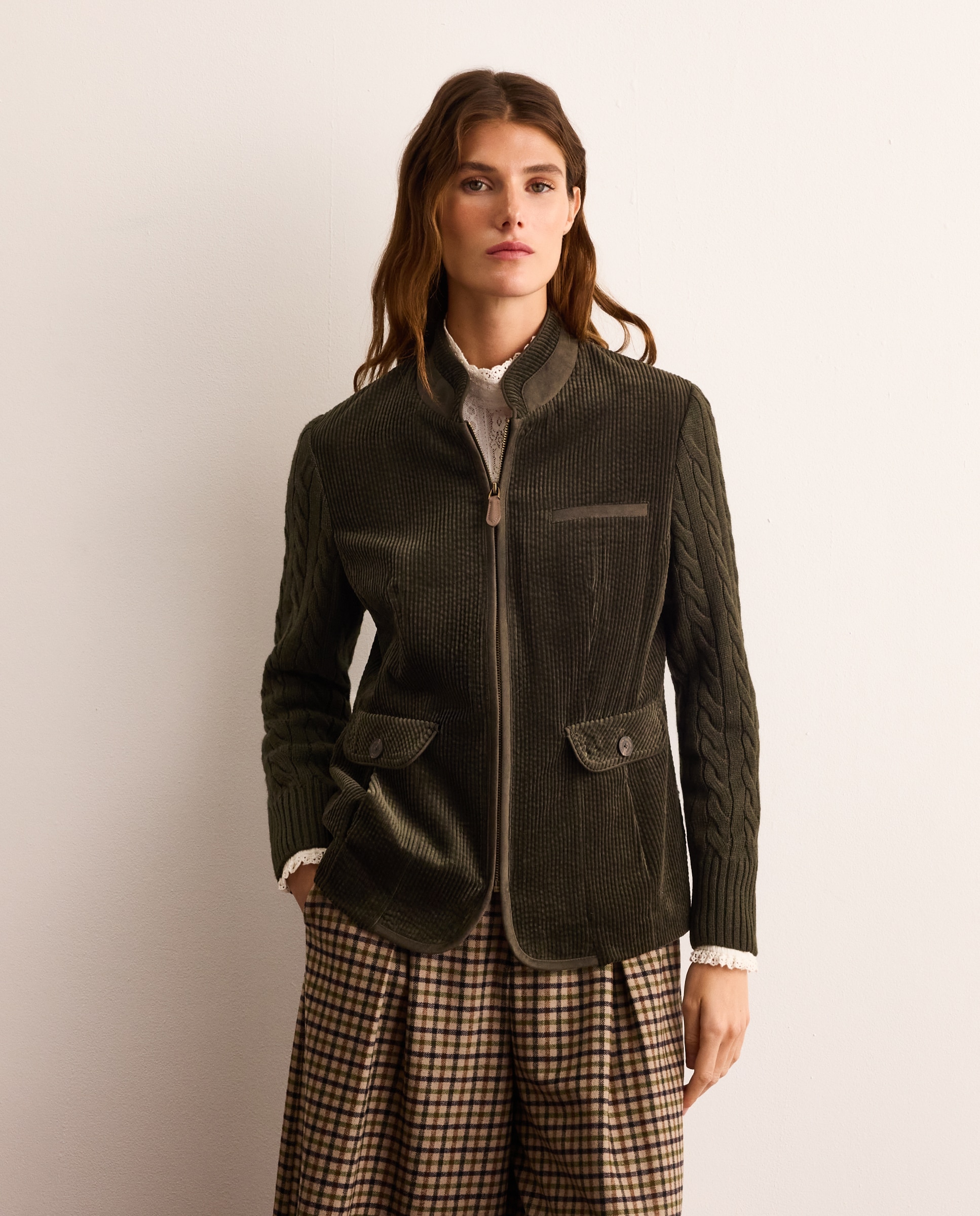 Chaqueta pana de mujer con de manga punto - Lloyd's - 520 Kaki 520 Kaki-1