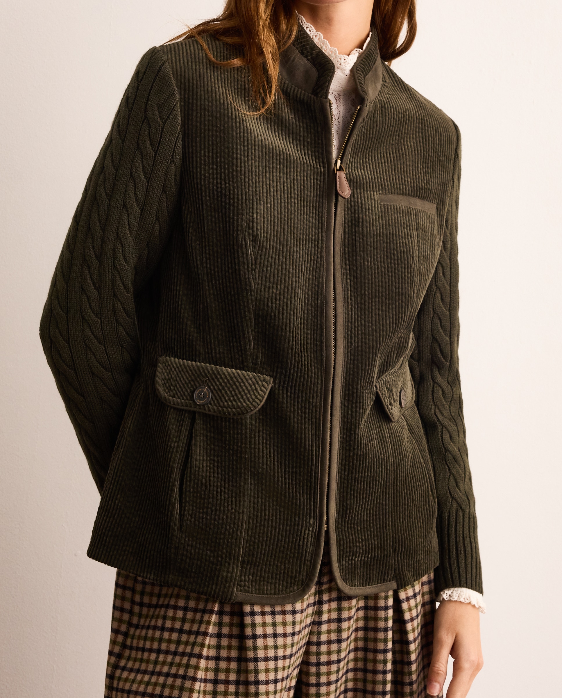 Chaqueta pana de mujer con de manga punto - Lloyd's - 520 Kaki 520 Kaki-3