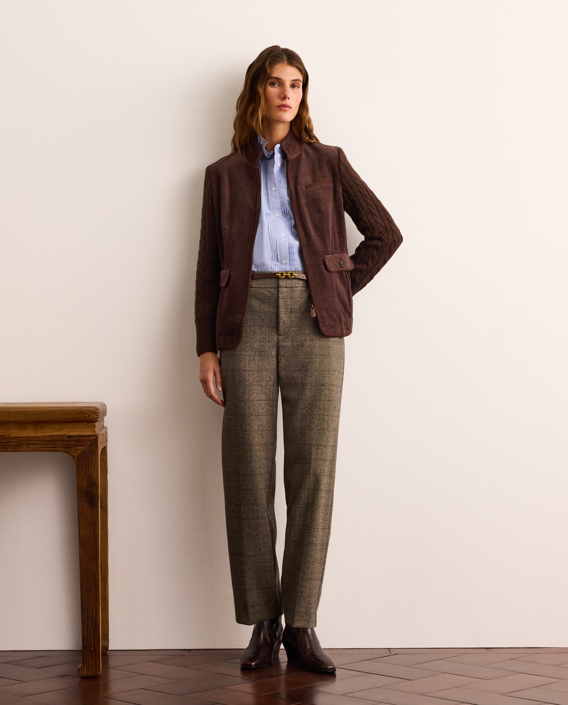 Chaqueta pana de mujer con de manga punto - Lloyd's - Marrón Marrón-2
