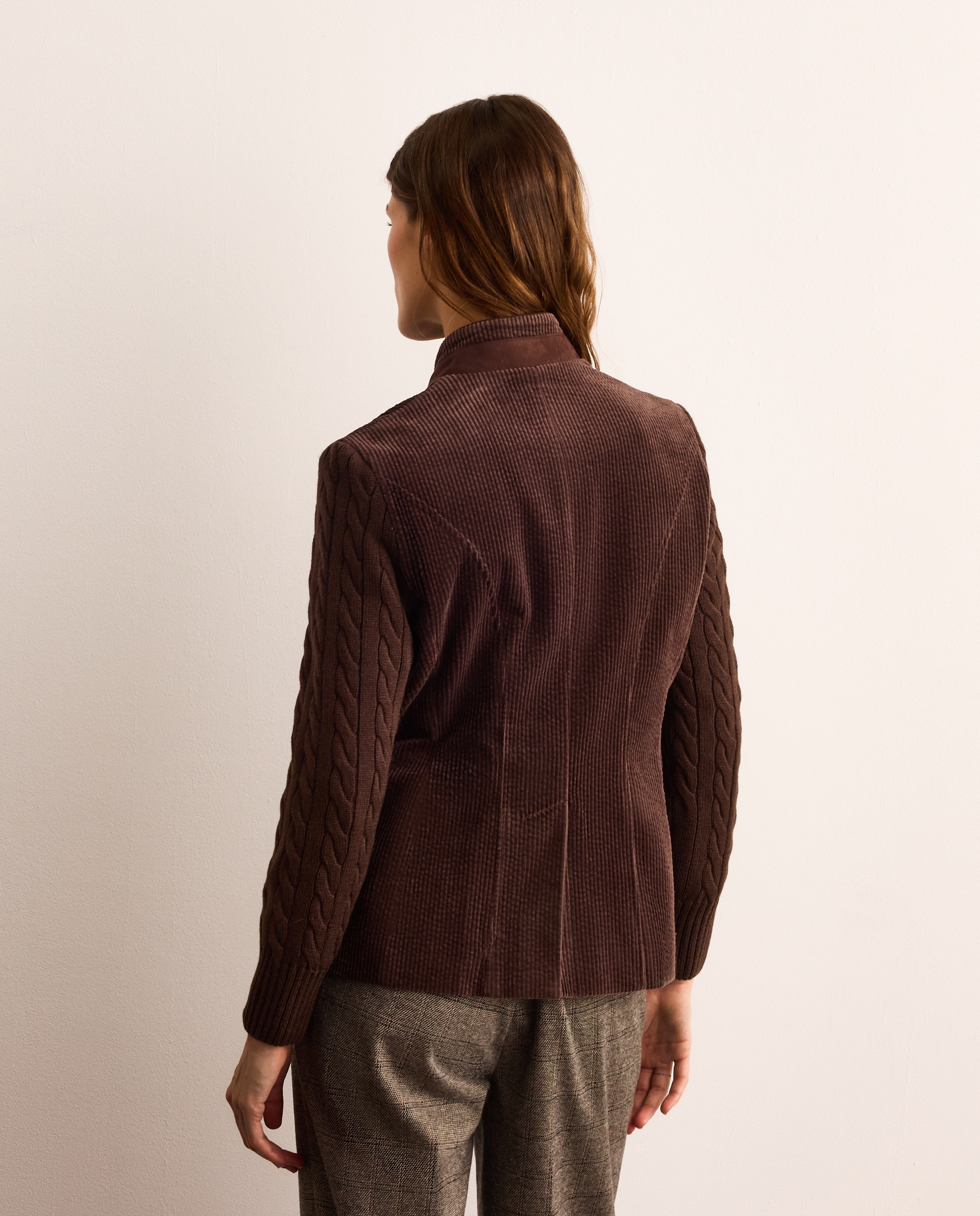 Chaqueta pana de mujer con de manga punto - Lloyd's - Marrón Marrón-4