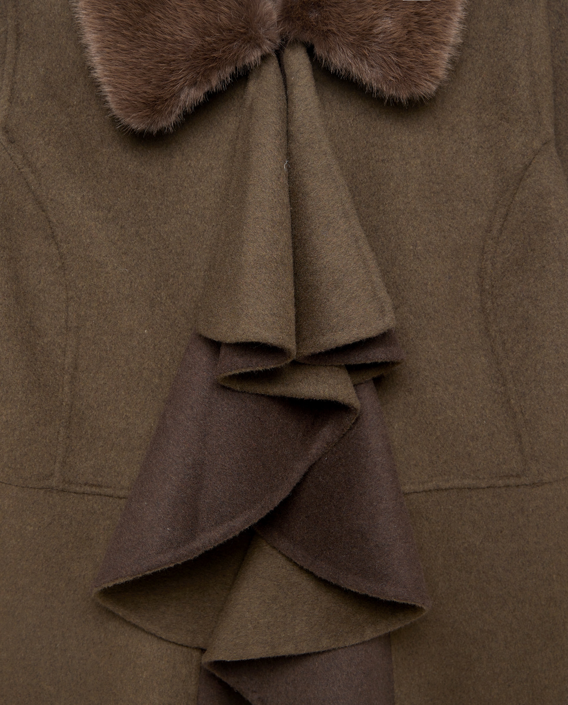 Chaquetón de mujer con solapa y cuello pelo - Lloyd's - Marrón Marrón-6