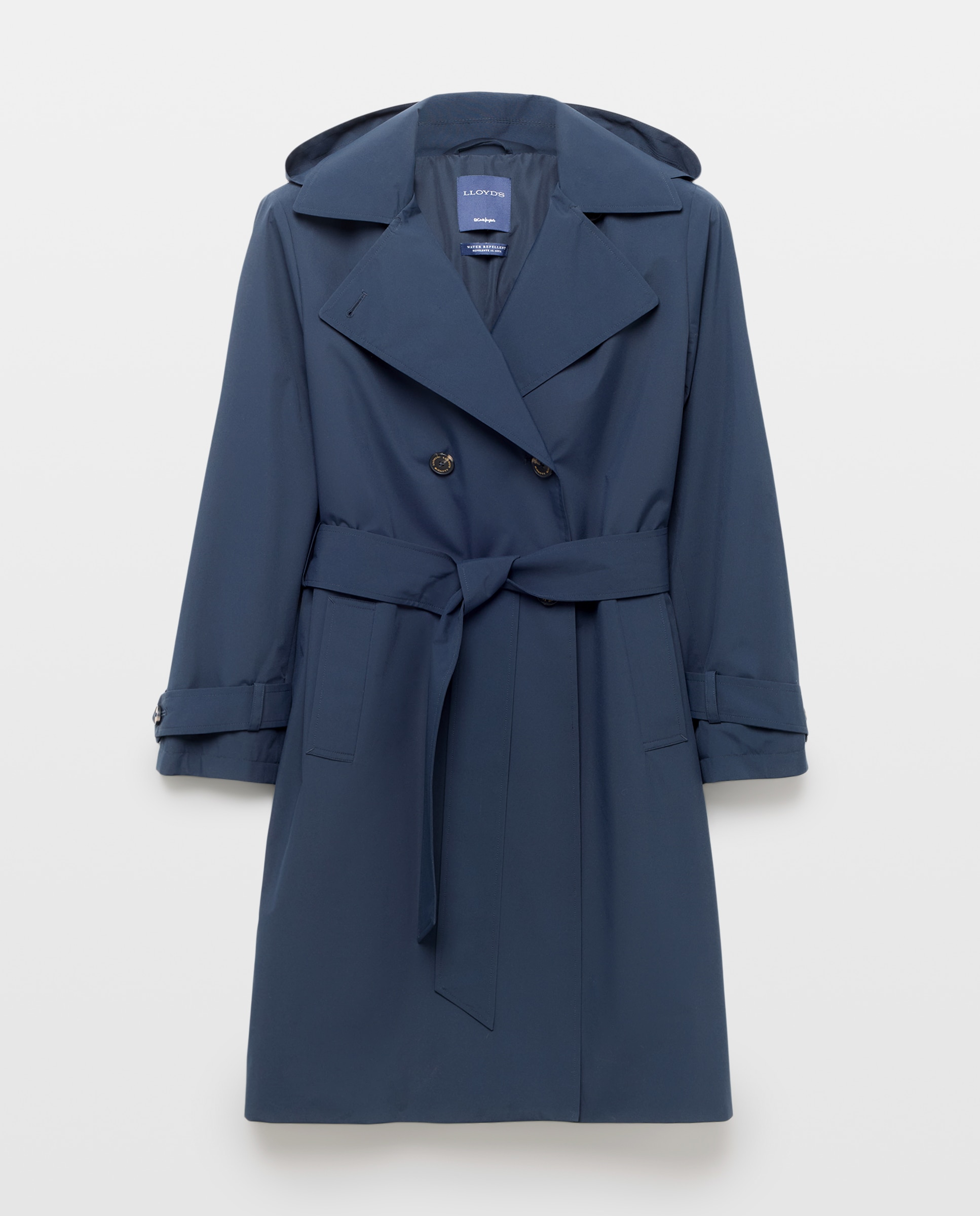 Gabardine clássica com capuz Azul-marinho-5