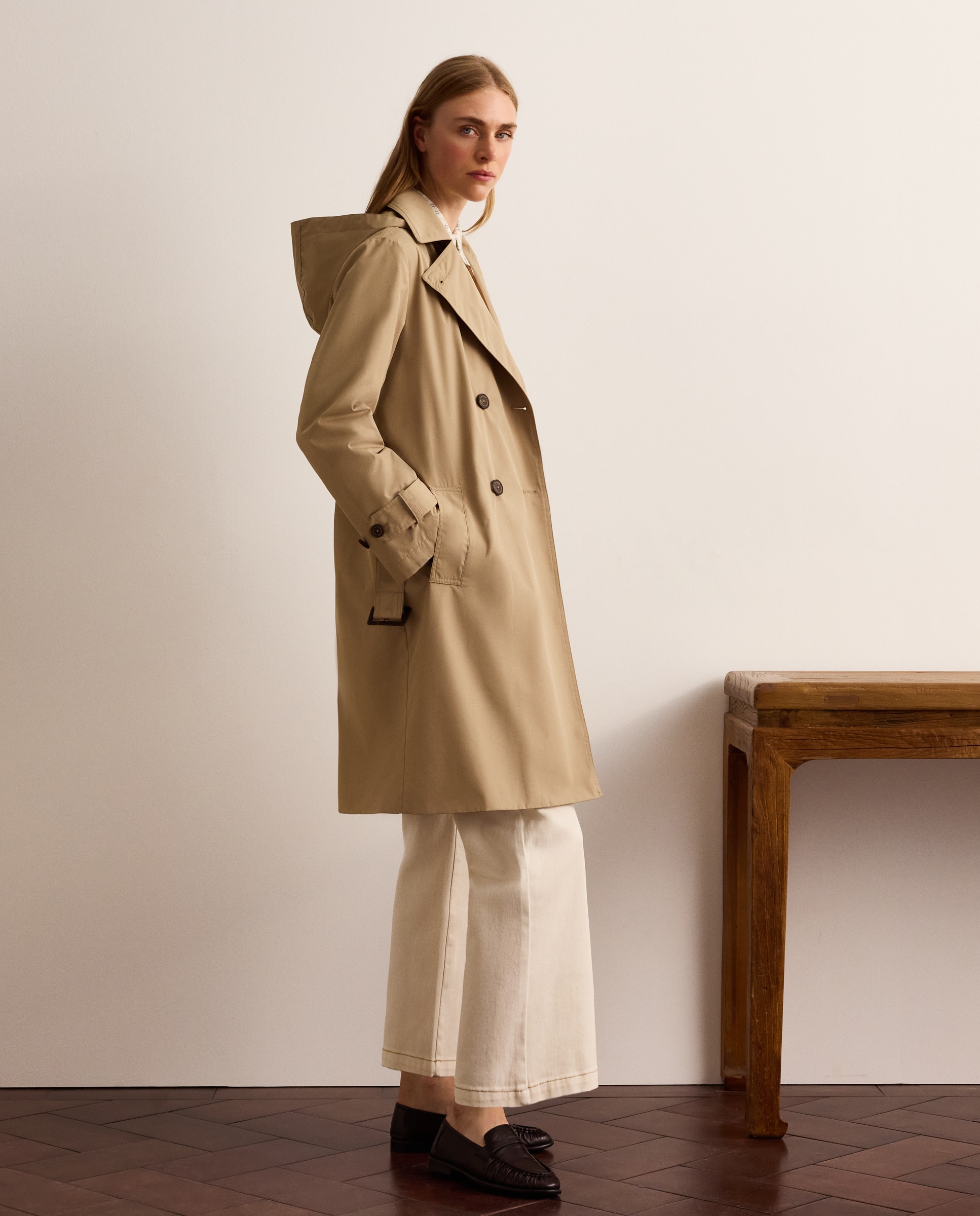 Abrigo trench largo liso de mujer - Lloyd's - Beige Beige-3