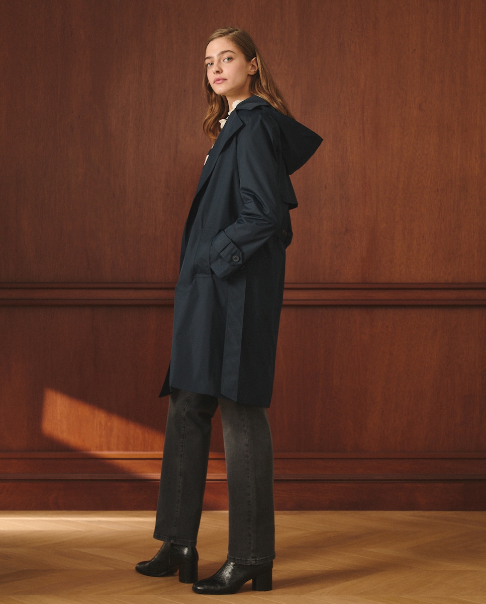 Sobretudo Tipo Canadiana Comprido Liso Azul-marinho-2