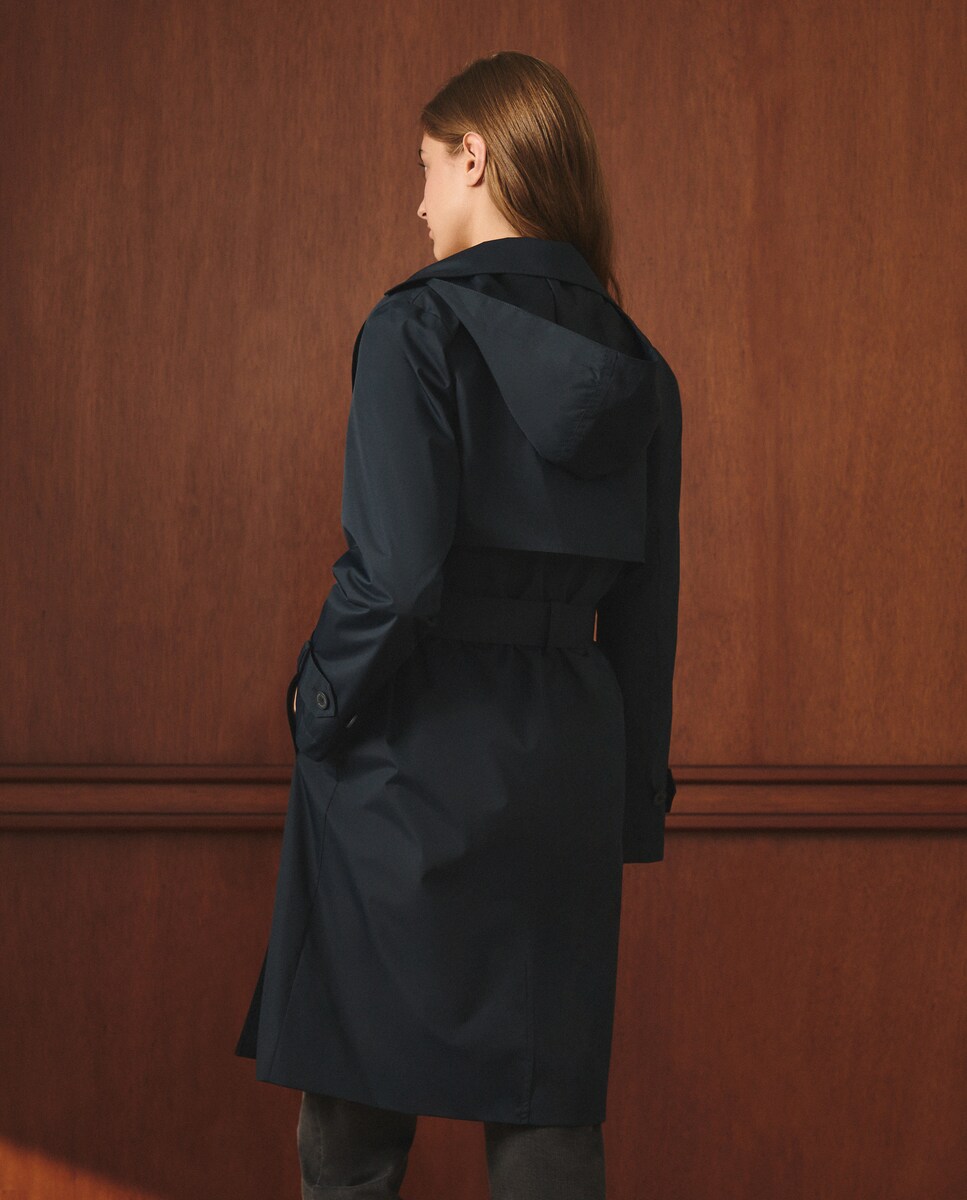 Sobretudo Tipo Canadiana Comprido Liso Azul-marinho-3