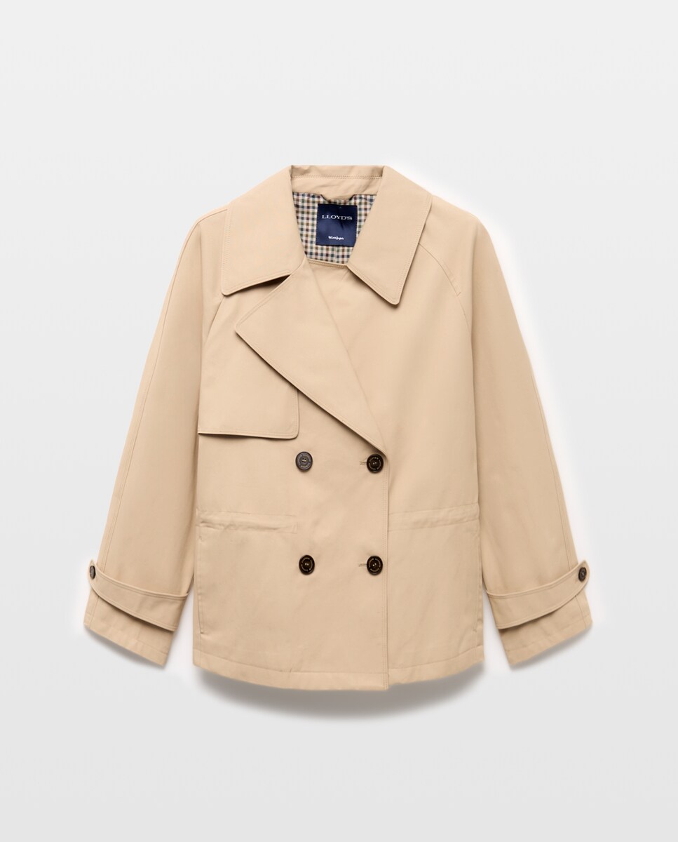 Imagen 0 de Parka de mujer corta con goma en cintura Beige
