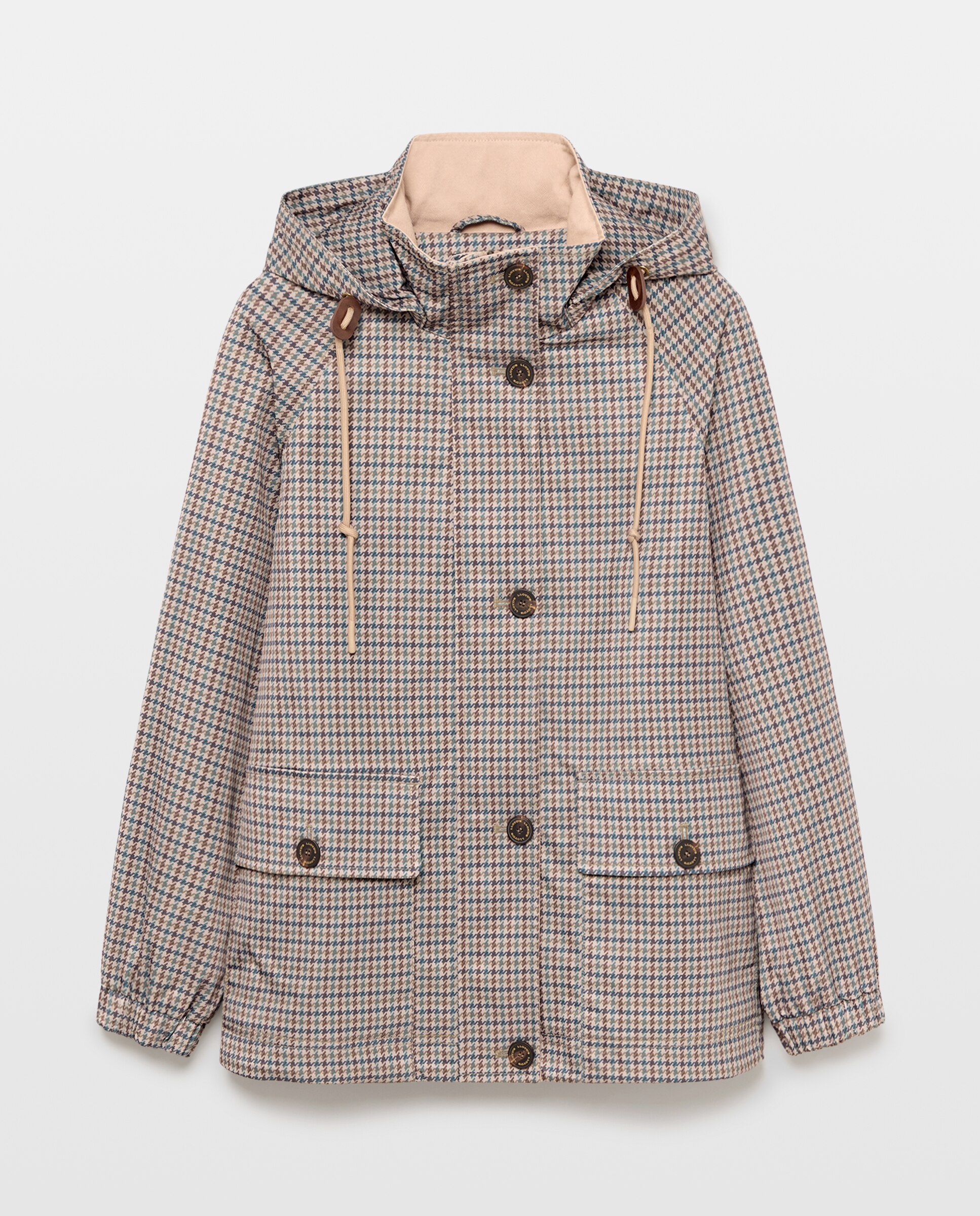 Imagem 0 de Parka com Capuz e Estampado aos Quadrados