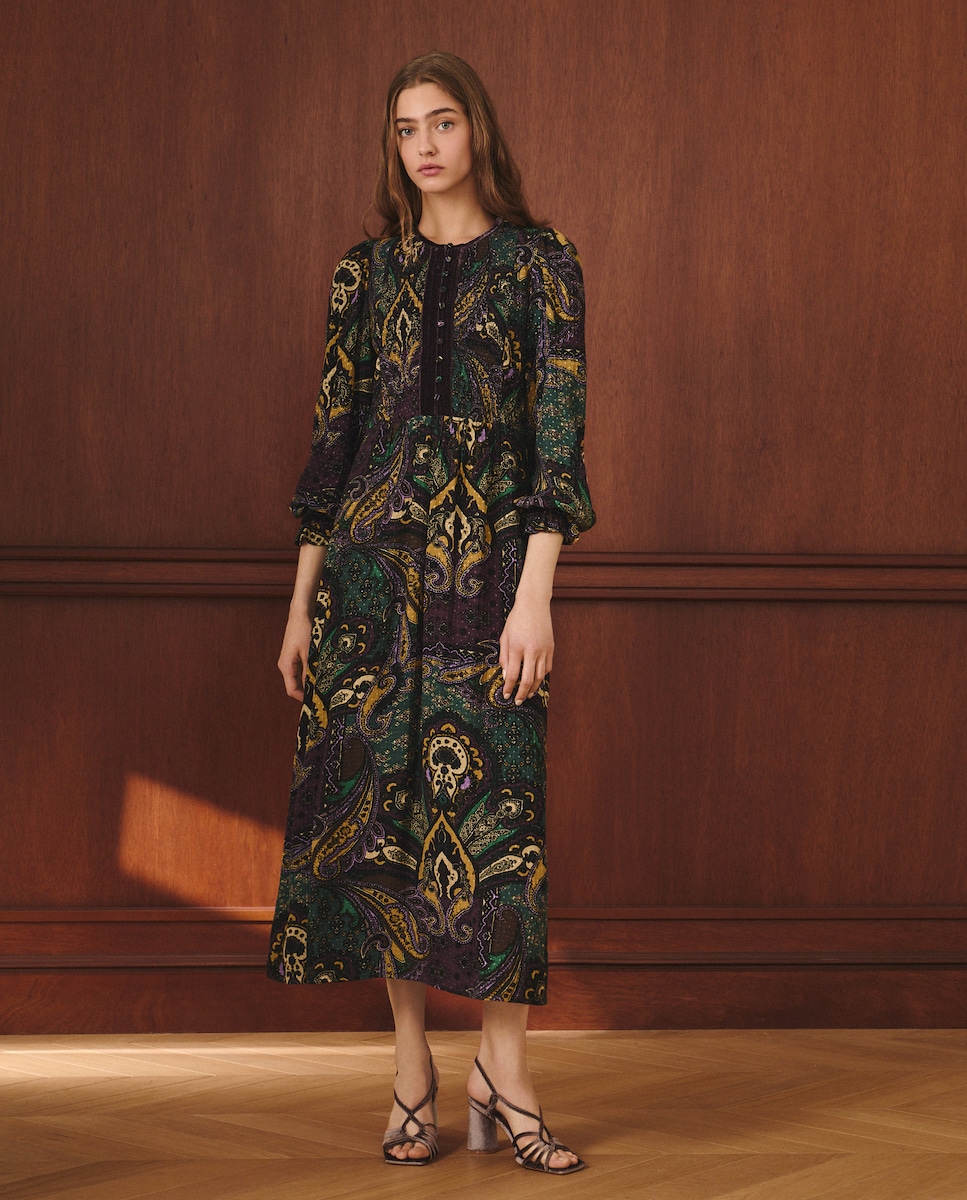 Vestido Midi Estampado Roxo-2