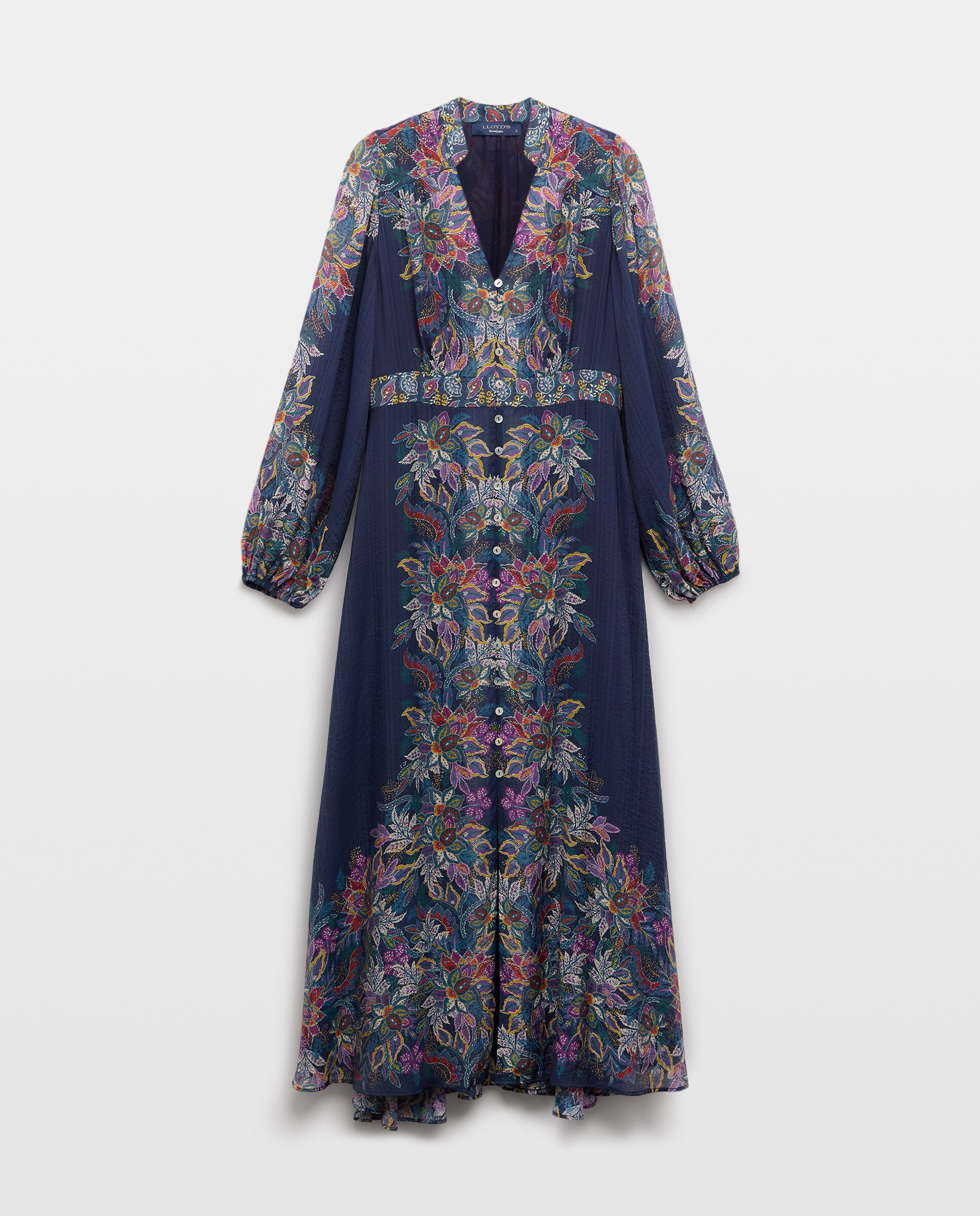 Vestido de manga larga y estampado - Lloyd's - Azul Azul-4