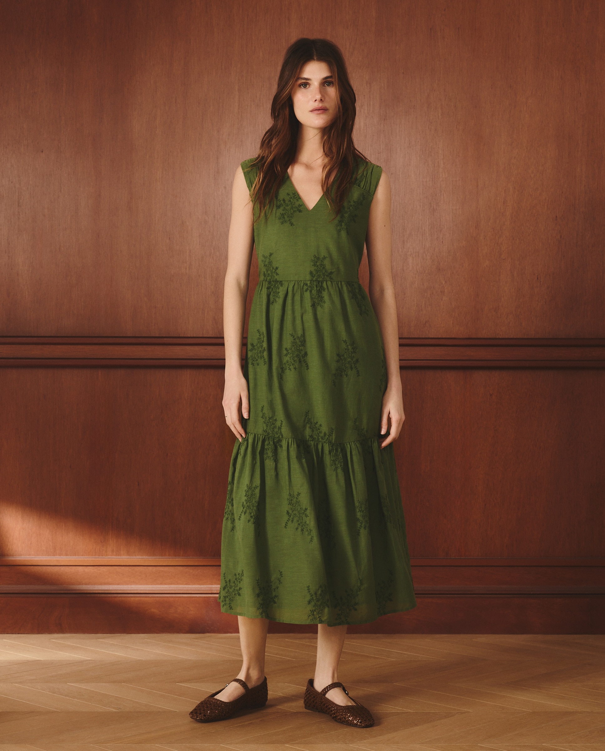 Vestido sin mangas y escote pico - Lloyd's - Verde Verde-1