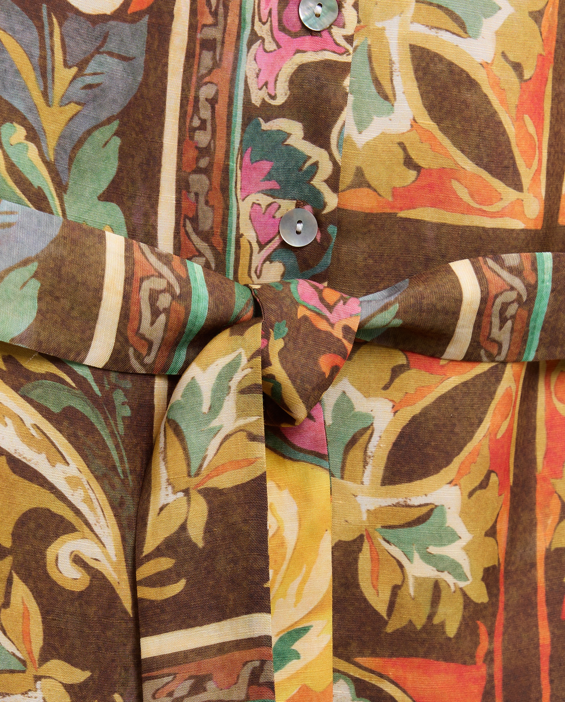 Vestido de Linho sem Mangas Castanho-2