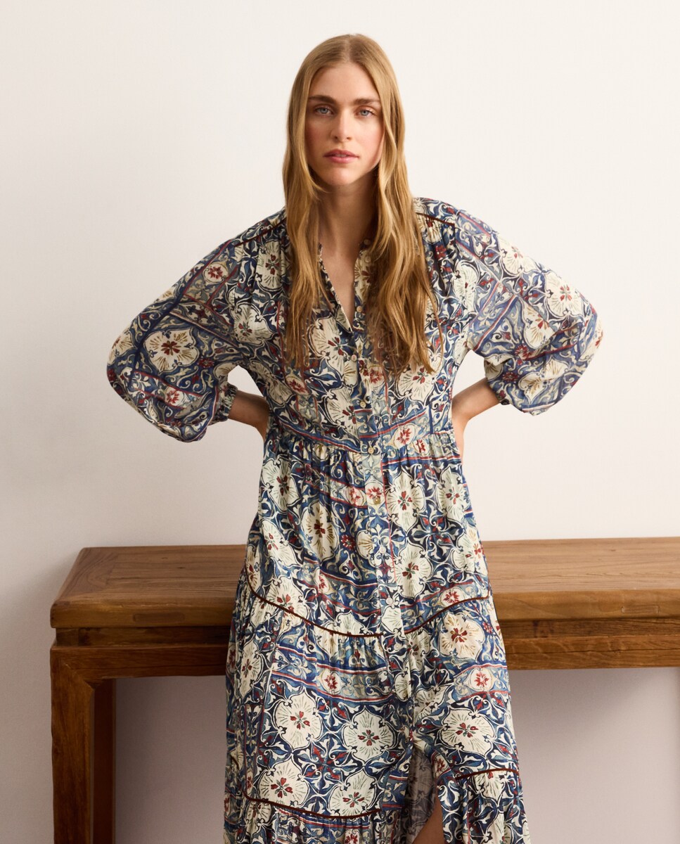Imagen 0 de Vestido estilo pañuelo de mujer con frunce en hombros Blanco