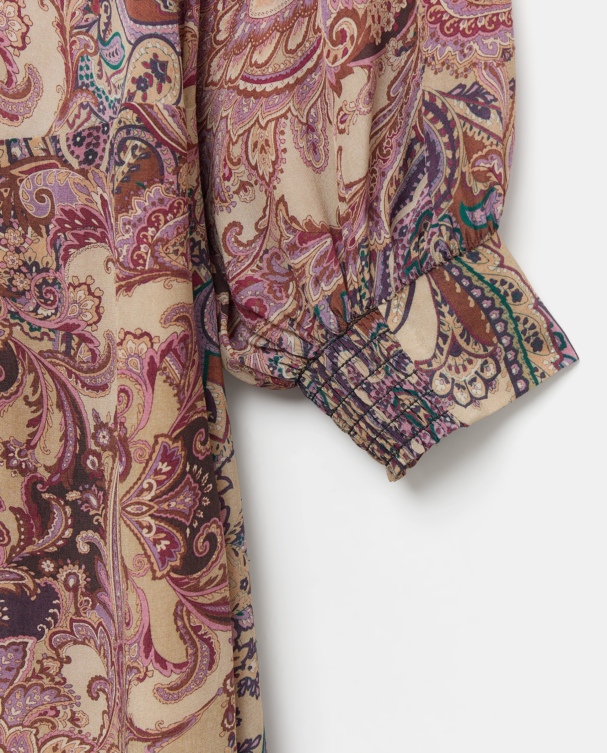 Vestido de Manga 3/4 com Caxemiras Rosa-5