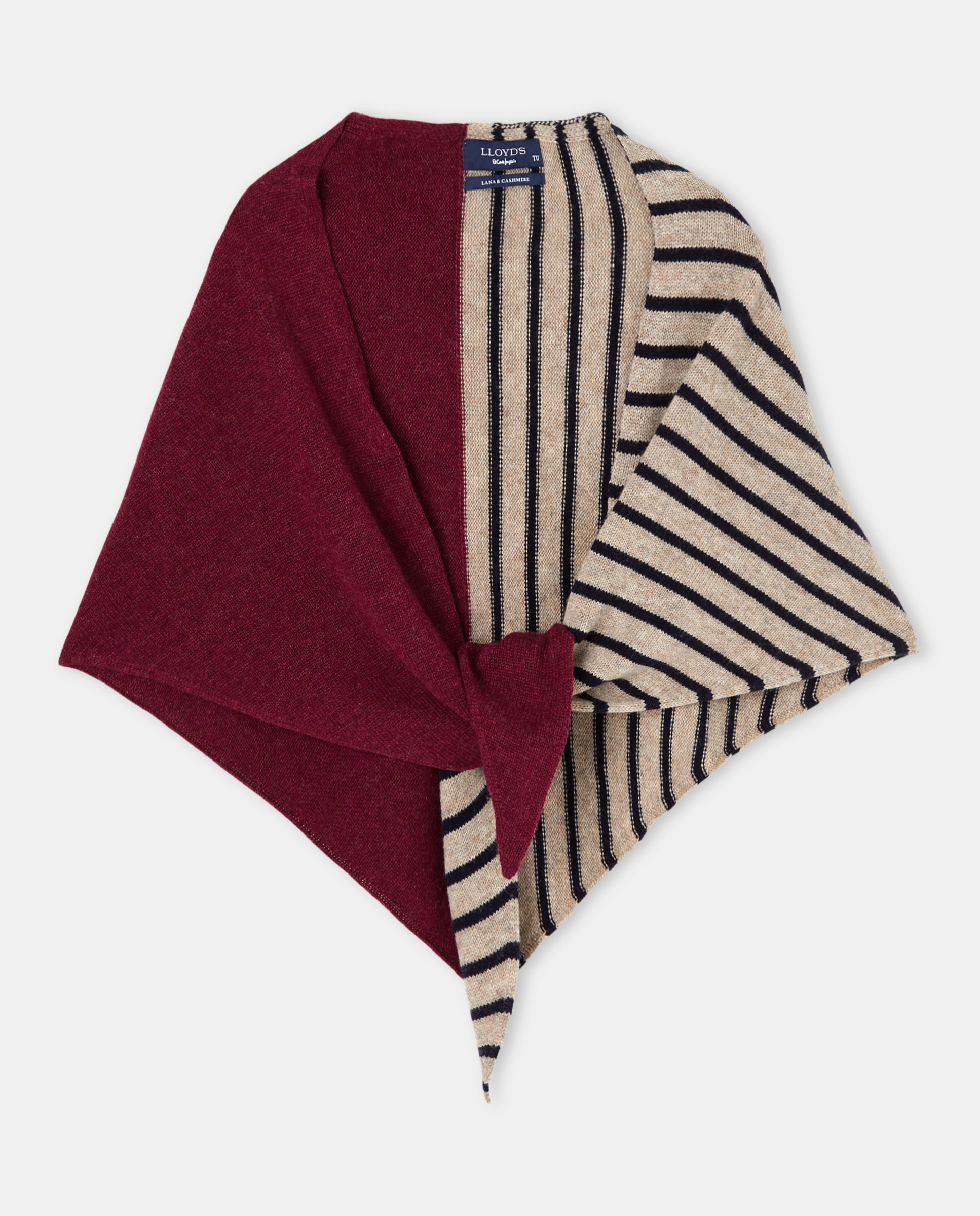 Lenço de Bico de Malha de Lã Bordeaux-1