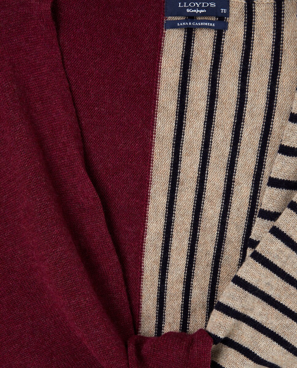 Lenço de Bico de Malha de Lã Bordeaux-3