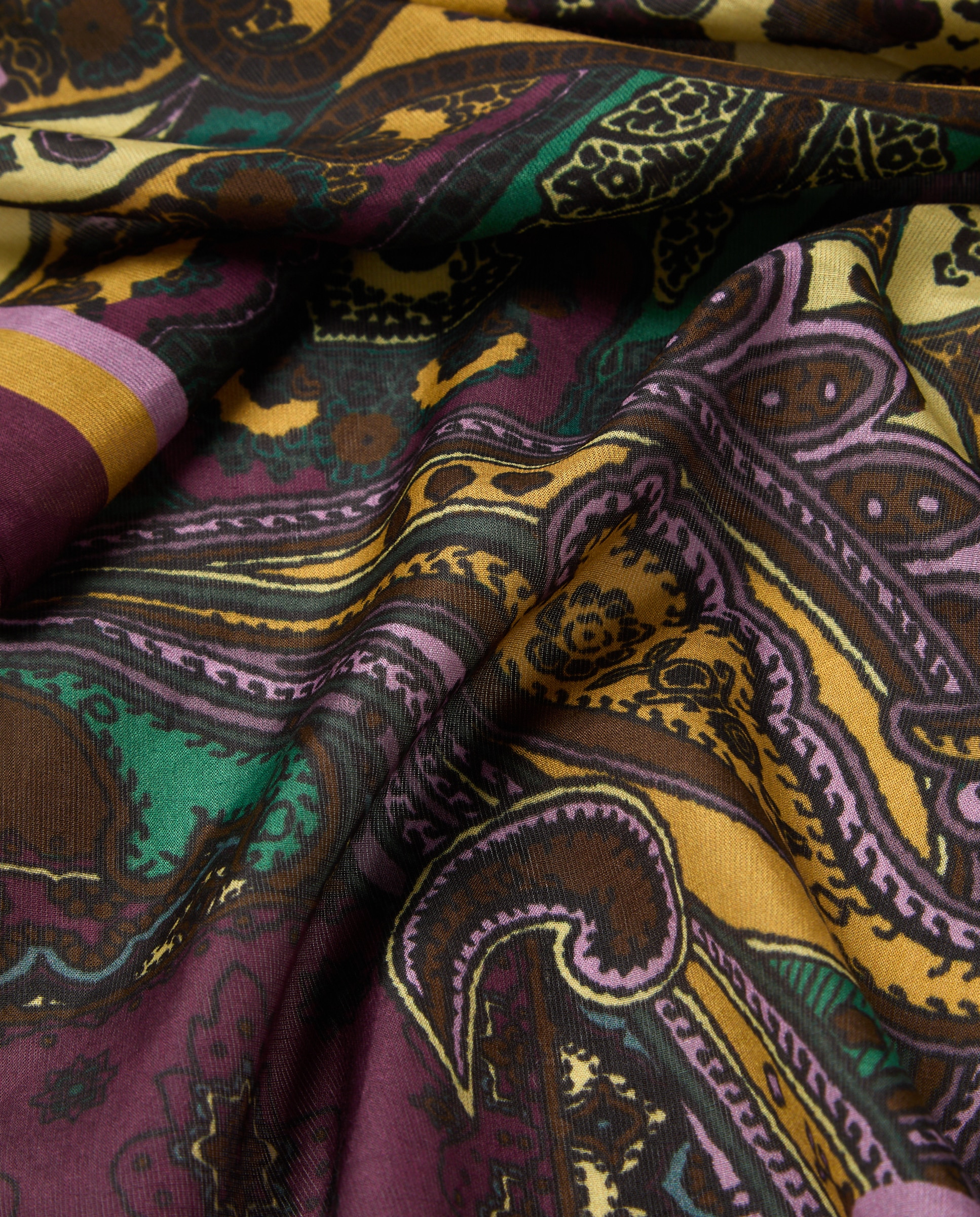 Lenço de Seda com Estampado Roxo-2