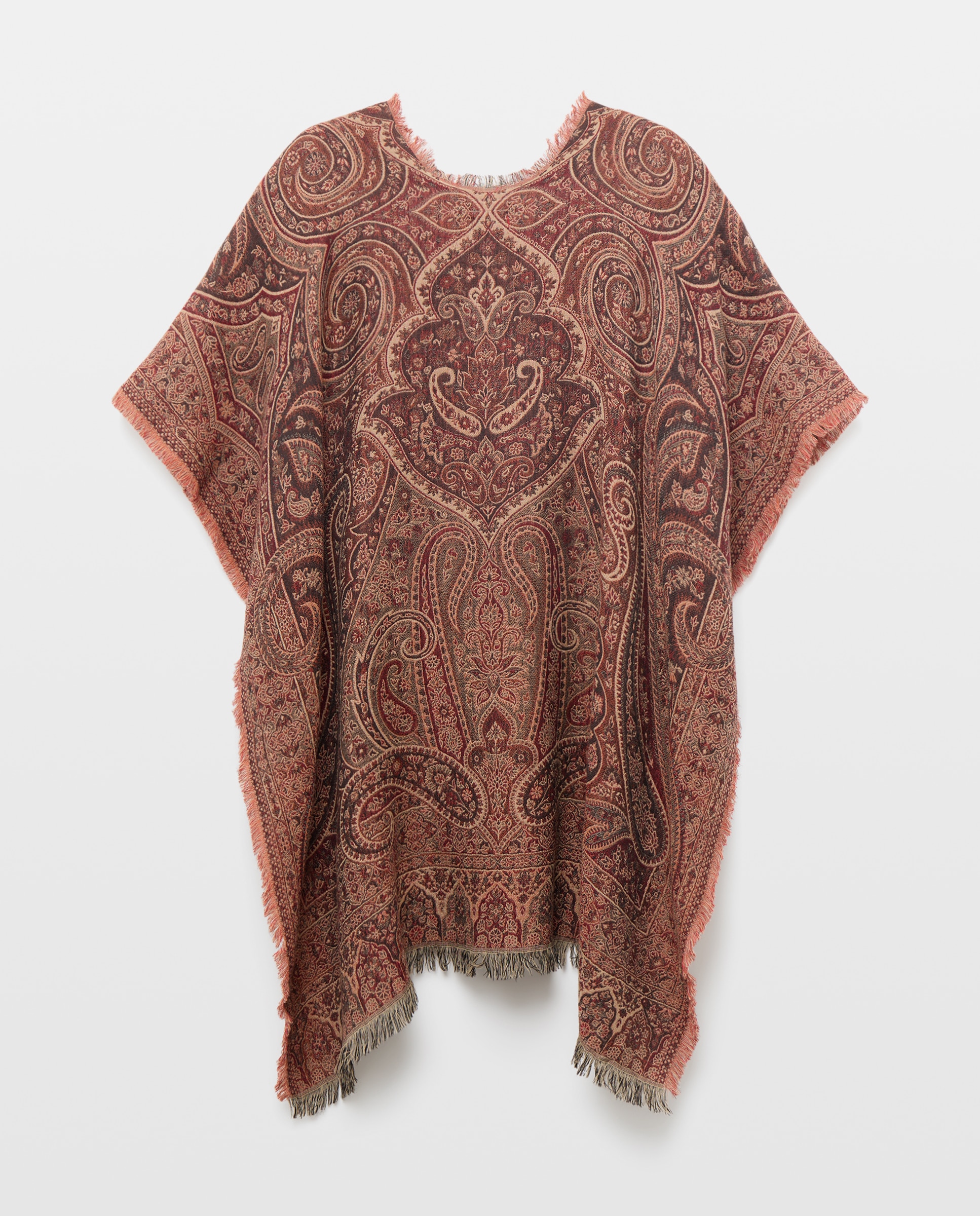 Poncho com Jacquard 600 Vermelho-2