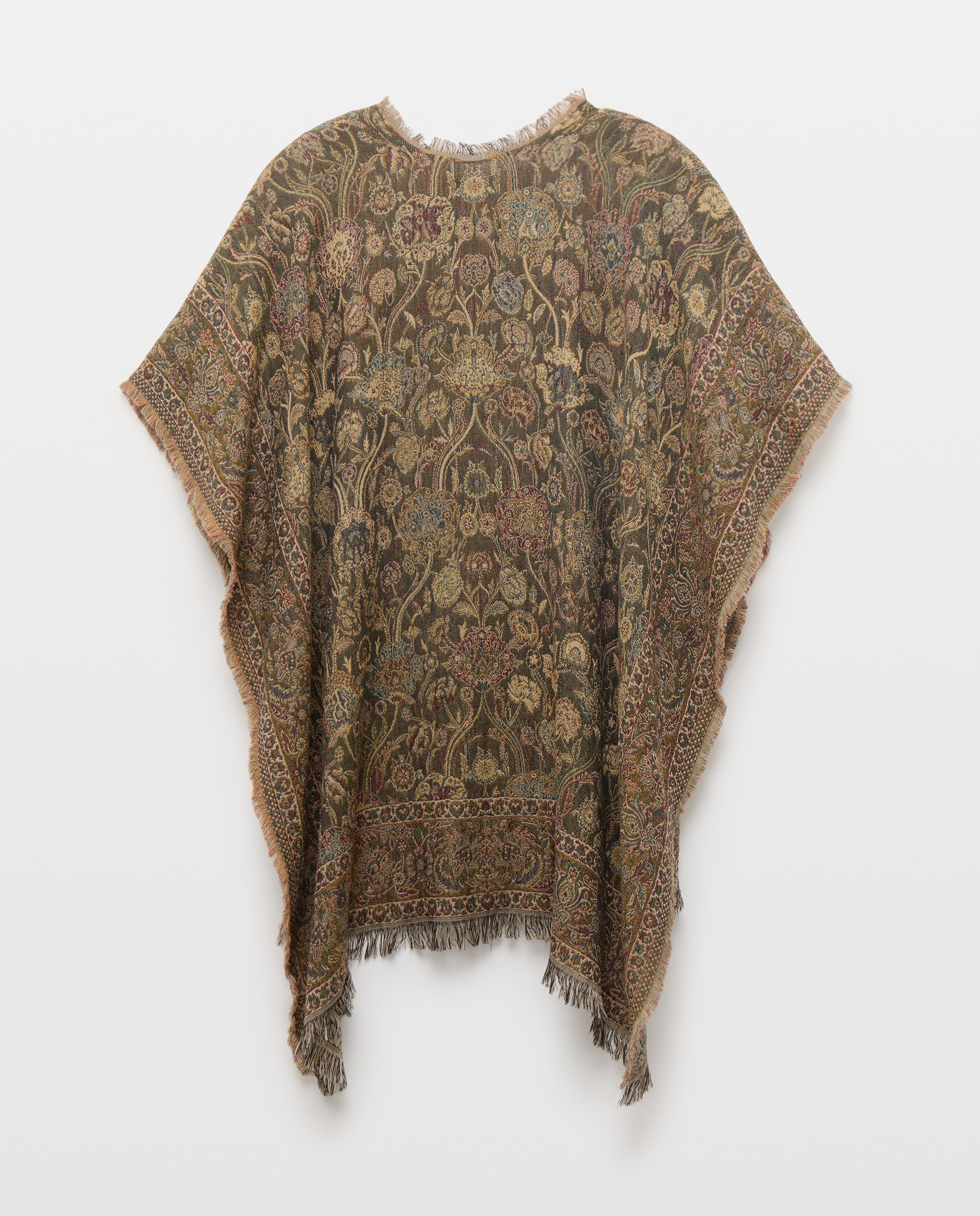 Poncho com Jacquard 520 Caqui-2