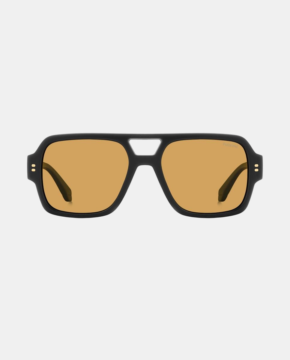 Imagen 0 de Gafa de sol de hombre rectangular en poliamida con lente polarizada Negro