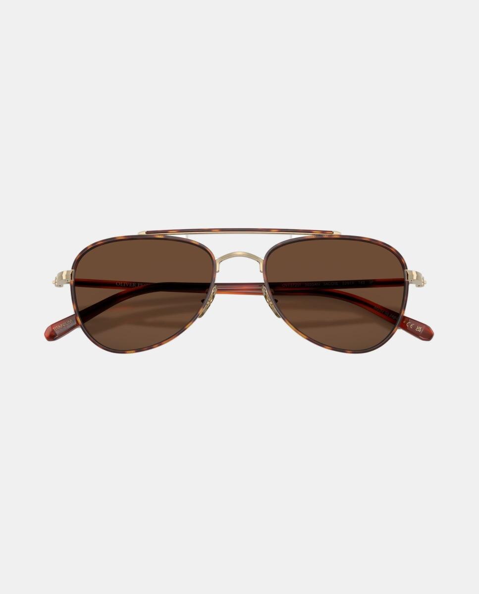 Gafas de sol OV1372ST SACOYE unisex piloto en metal con lente polarizada - Oliver Peoples - Oro Oro-5