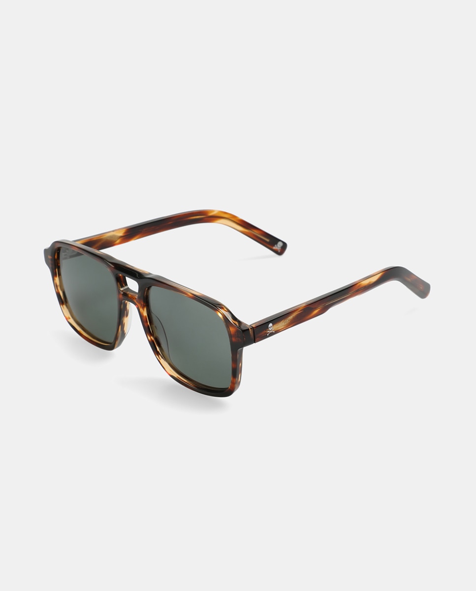 Gafa de sol de hombre rectangular en acetato - Scalpers - Marrón Marrón-2
