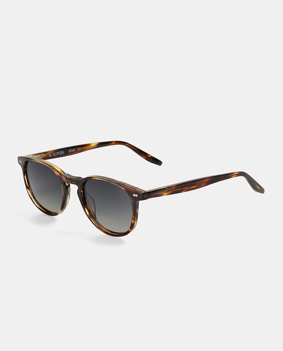Imagen 2 de Gafa de sol de hombre redonda en acetato con lente polarizada - Scalpers - Marrón Marrón