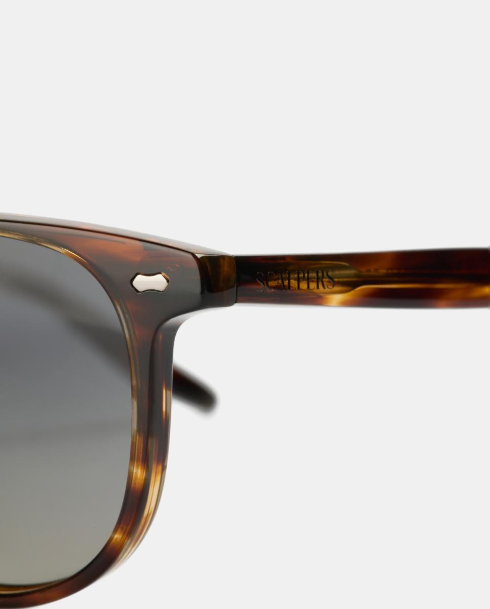 Imagen 4 de Gafa de sol de hombre redonda en acetato con lente polarizada - Scalpers - Marrón Marrón