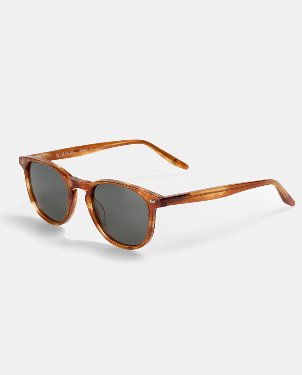 Imagen 2 de Gafa de sol de hombre redonda en acetato con lente polarizada - Scalpers - Marrón Marrón