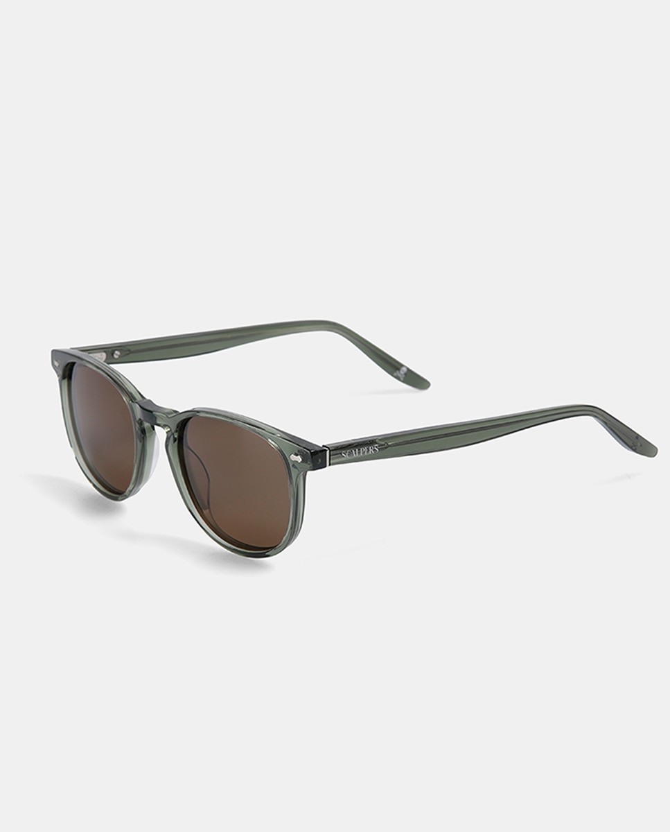 Gafa de sol de hombre redonda en acetato con lente polarizada - Scalpers - Verde Verde-2