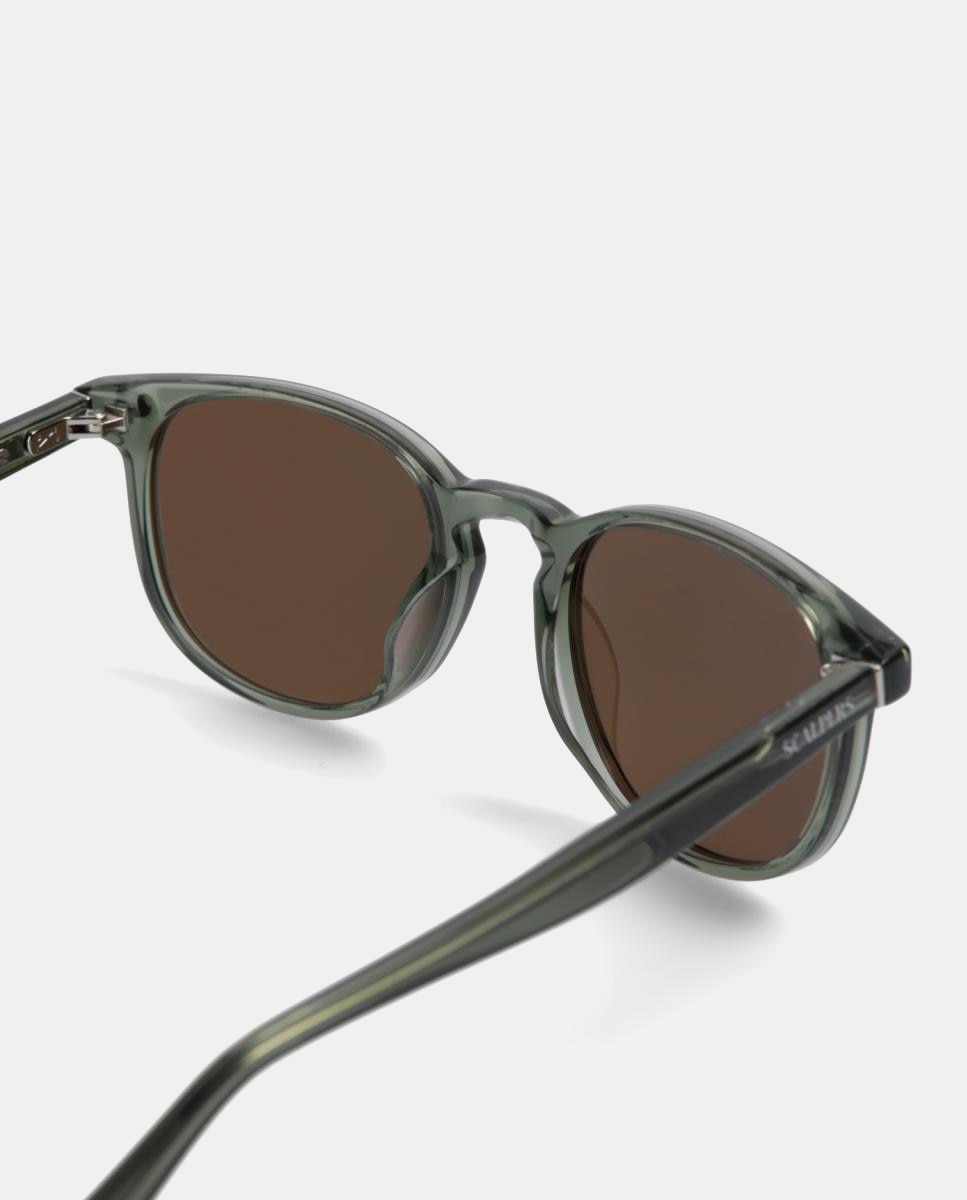 Gafa de sol de hombre redonda en acetato con lente polarizada - Scalpers - Verde Verde-3