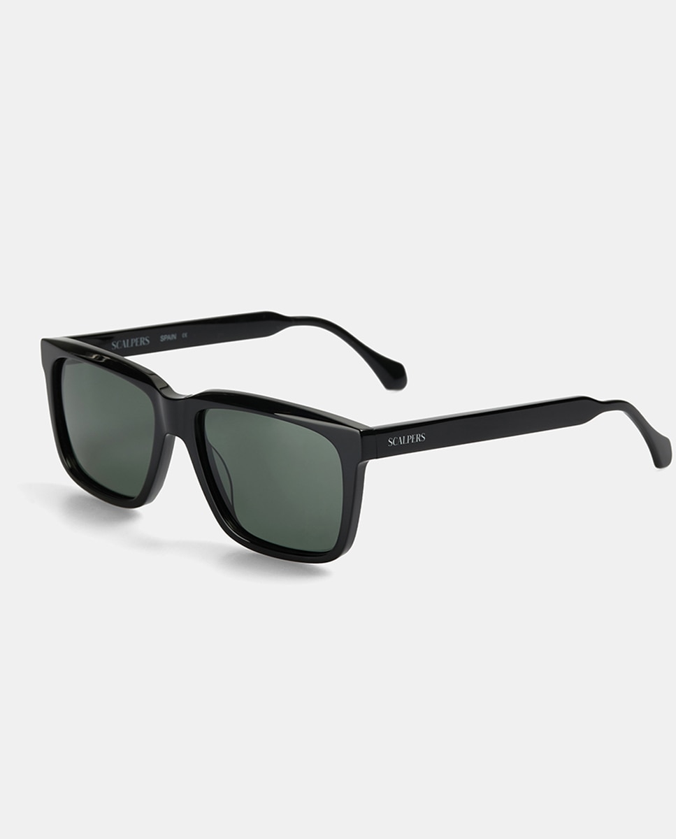 Gafa de sol de hombre cuadrada en acetato con lente polarizada - Scalpers - Negro Negro-2