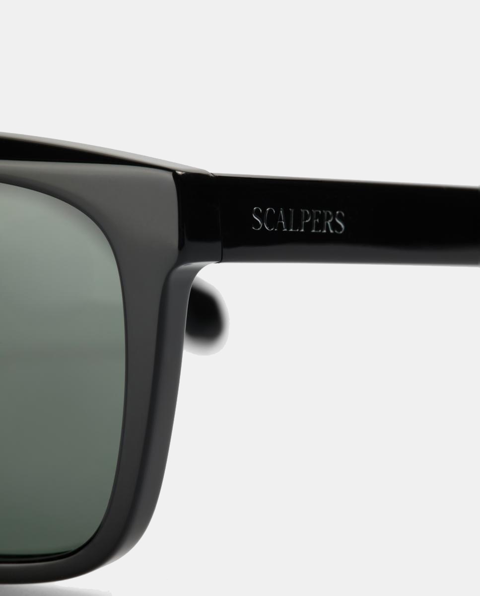 Gafa de sol de hombre cuadrada en acetato con lente polarizada - Scalpers - Negro Negro-4