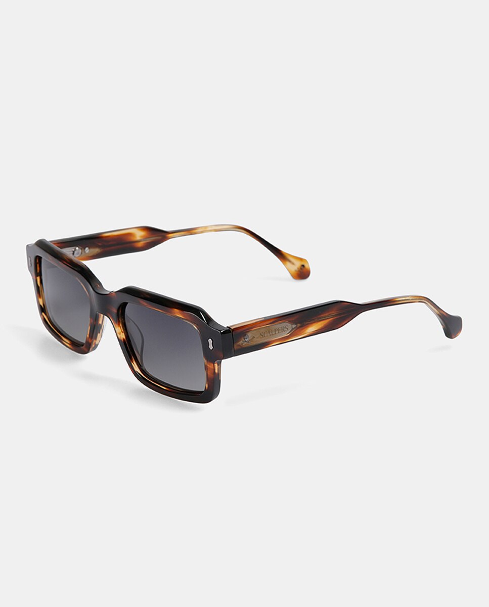 Imagen 2 de Gafa de sol de hombre rectangular en acetato con lente polarizada - Scalpers - Marrón Marrón