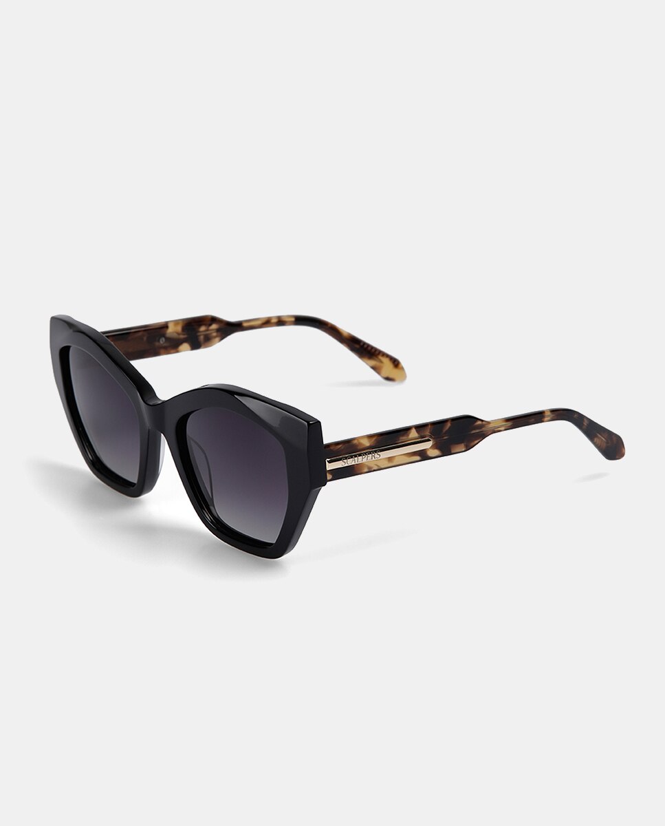 Gafa de sol de mujer ojo de gato en acetato con lente polarizada - Scalpers - Negro Negro-2