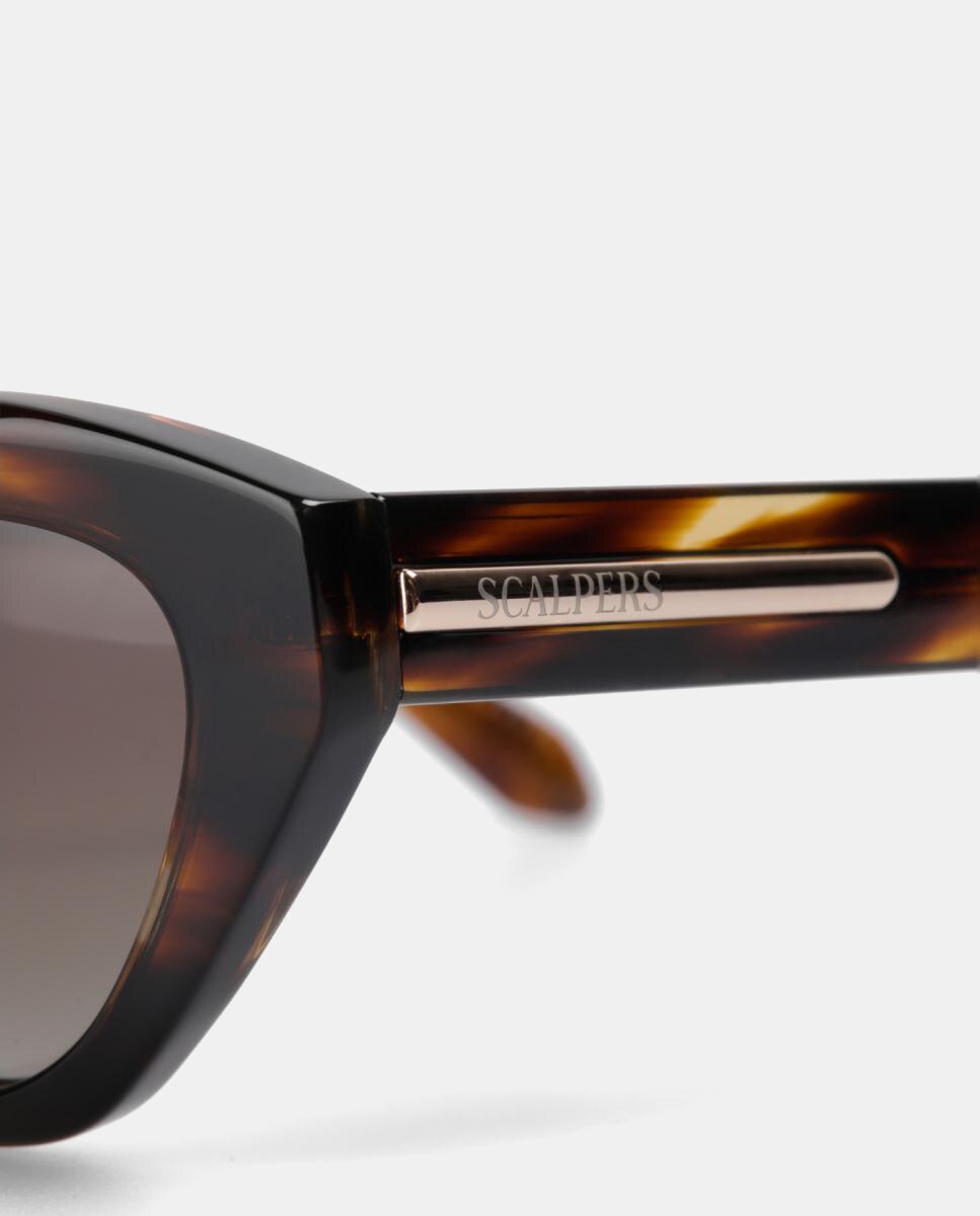 Gafa de sol de mujer ojo de gato en acetato con lente polarizada - Scalpers - Marrón Marrón-3