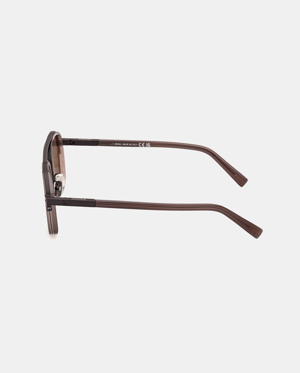 Gafas de sol de hombre geométricas en acetato - Zegna - Amarillo Amarillo-3