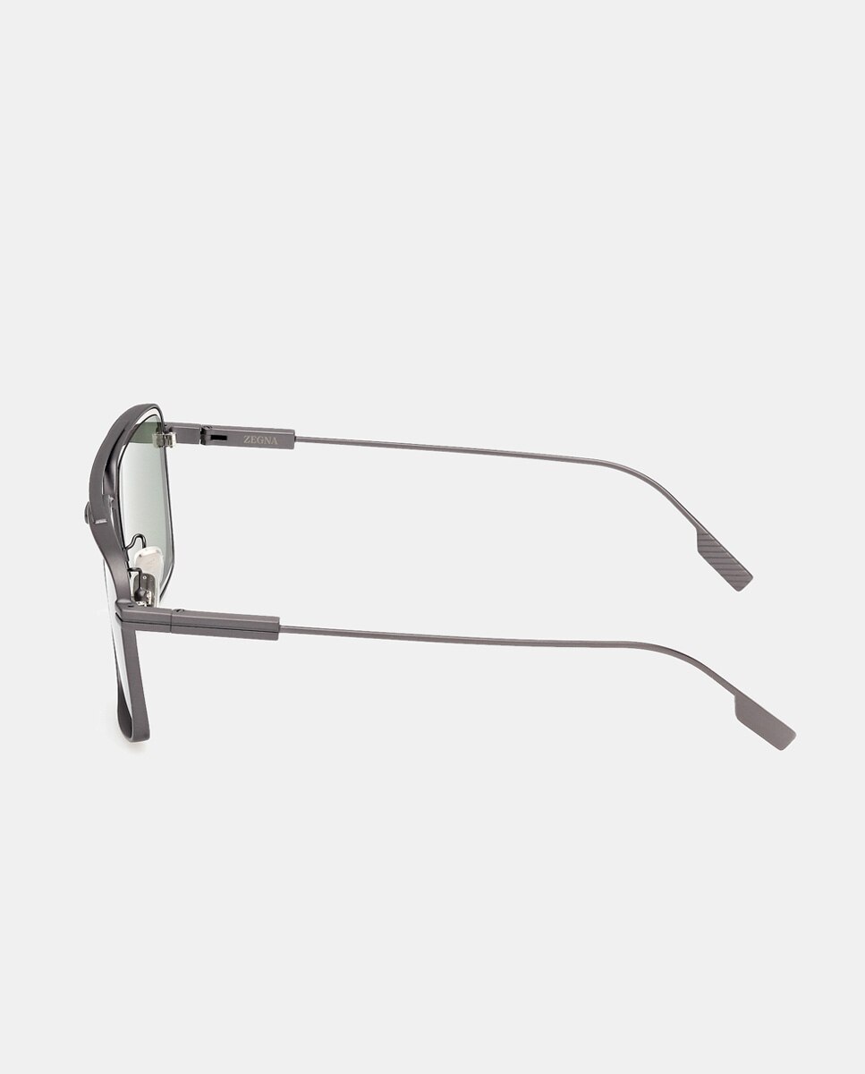 Gafas de sol de hombre cuadradas metalicas con lente polarizada en - Ermenegildo Zegna - Gris Gris-3