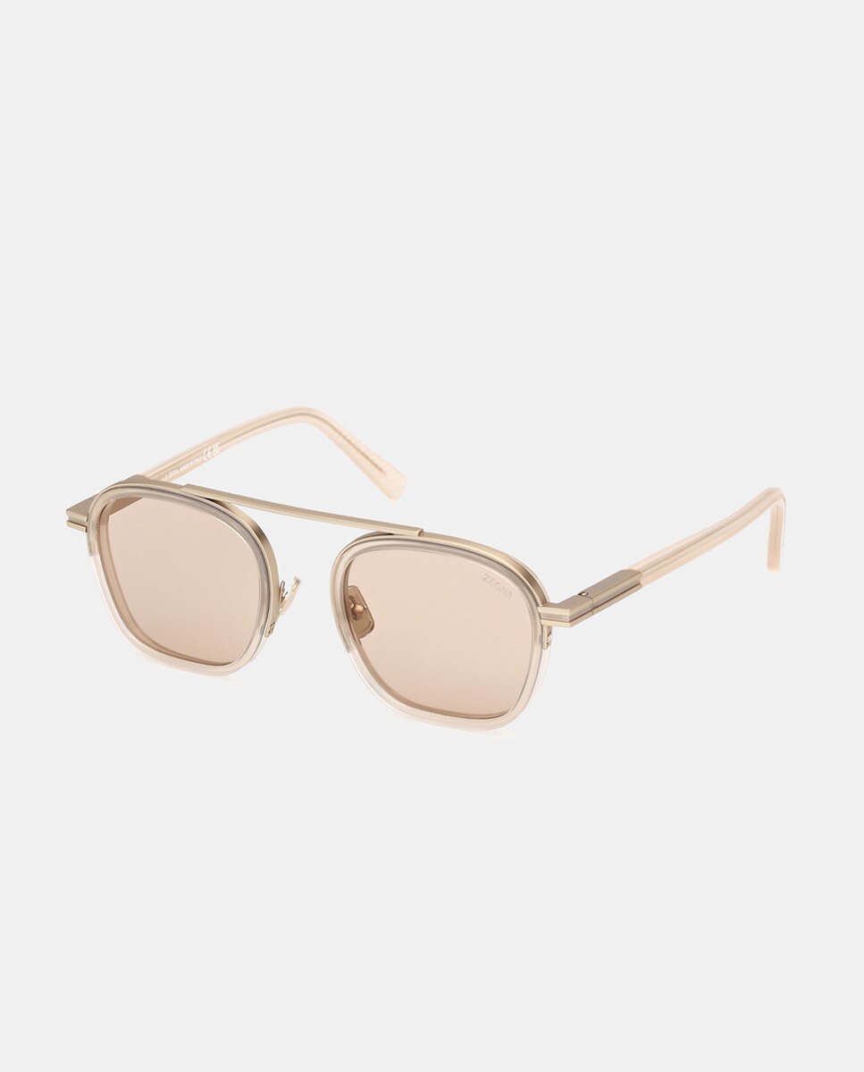 Gafas de sol de hombre geométricas en acetato en - Ermenegildo Zegna - Amarillo Amarillo-2