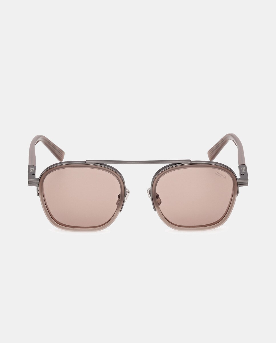 Imagen 0 de Gafas de sol de hombre geométricas en acetato en amarillo Marrón