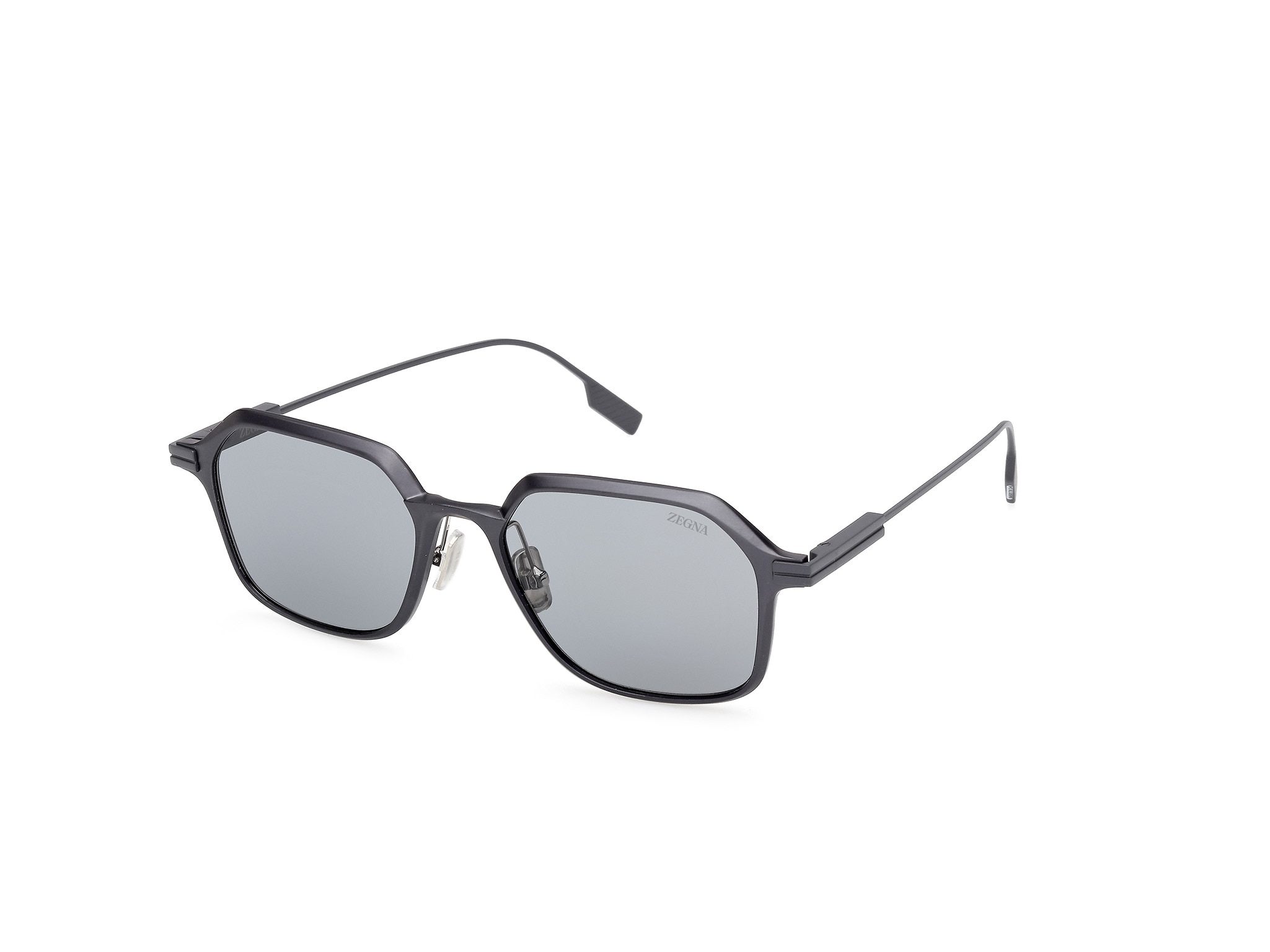 Imagen 2 de Gafa de sol de hombre geométrica en aluminio con lente polarizada - Zegna - Azul Azul