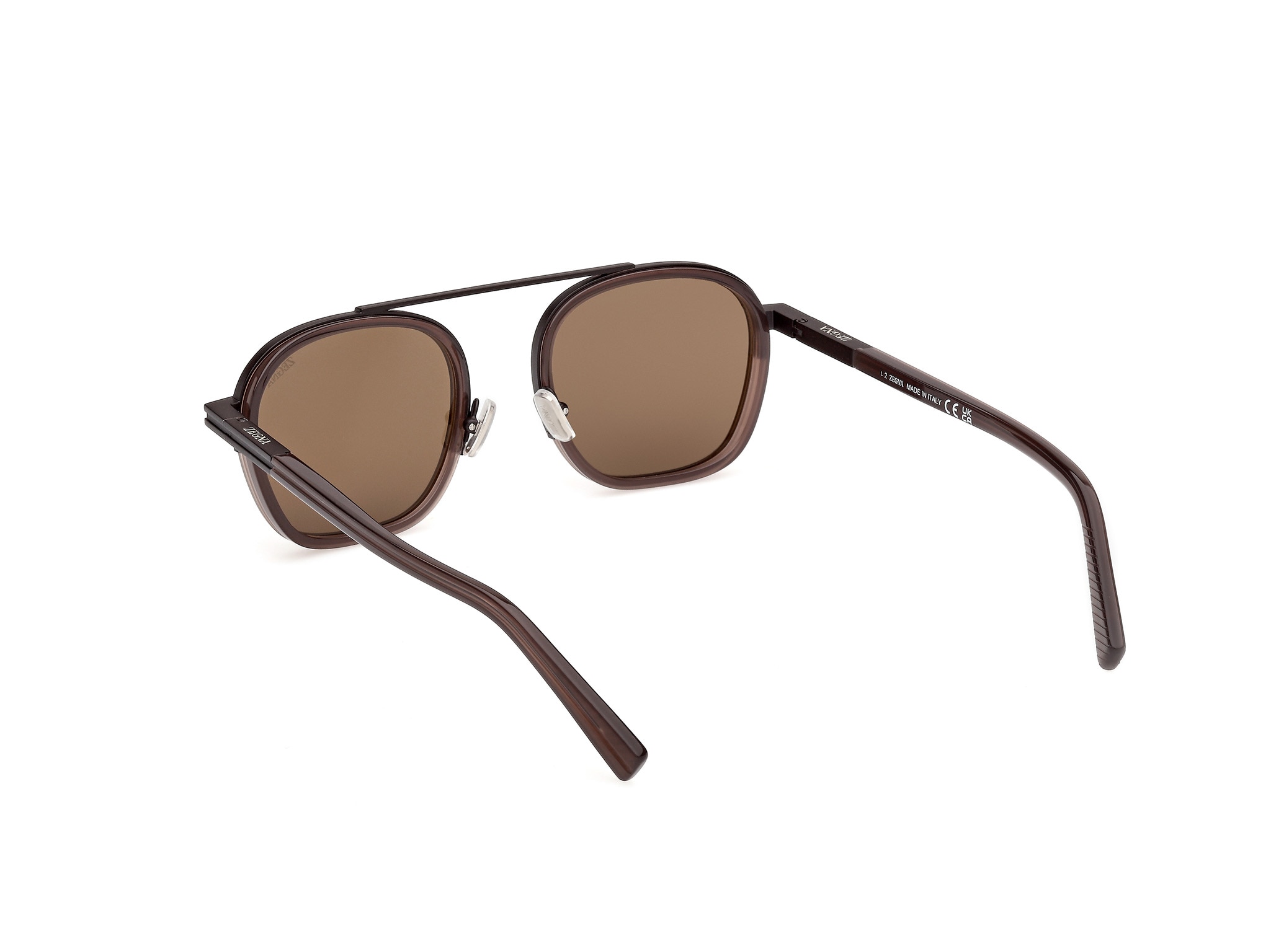 Imagen 4 de Gafas de sol de hombre geométricas en acetato - Zegna - Marrón Marrón
