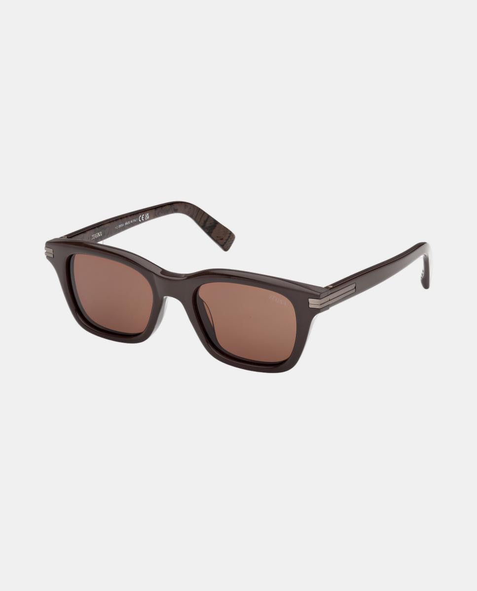 Imagen 2 de Gafa de sol de hombre geometrica en acetato - Zegna - Marrón Marrón