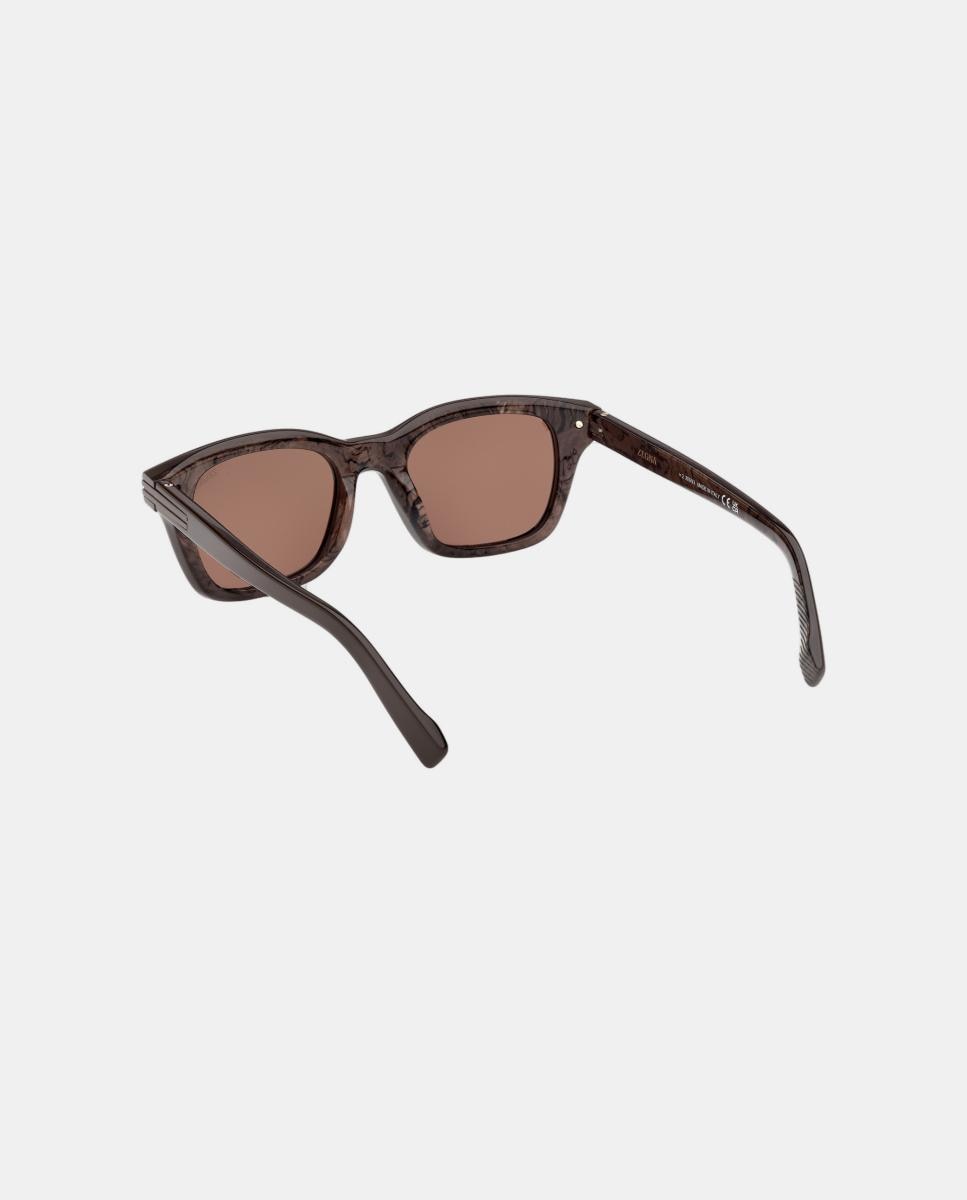 Imagen 4 de Gafa de sol de hombre geometrica en acetato - Zegna - Marrón Marrón