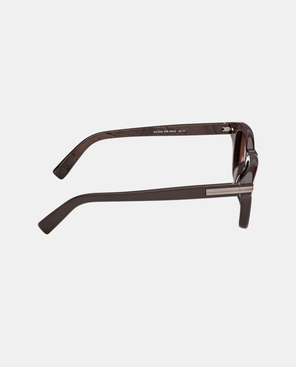 Imagen 7 de Gafa de sol de hombre geometrica en acetato - Zegna - Marrón Marrón